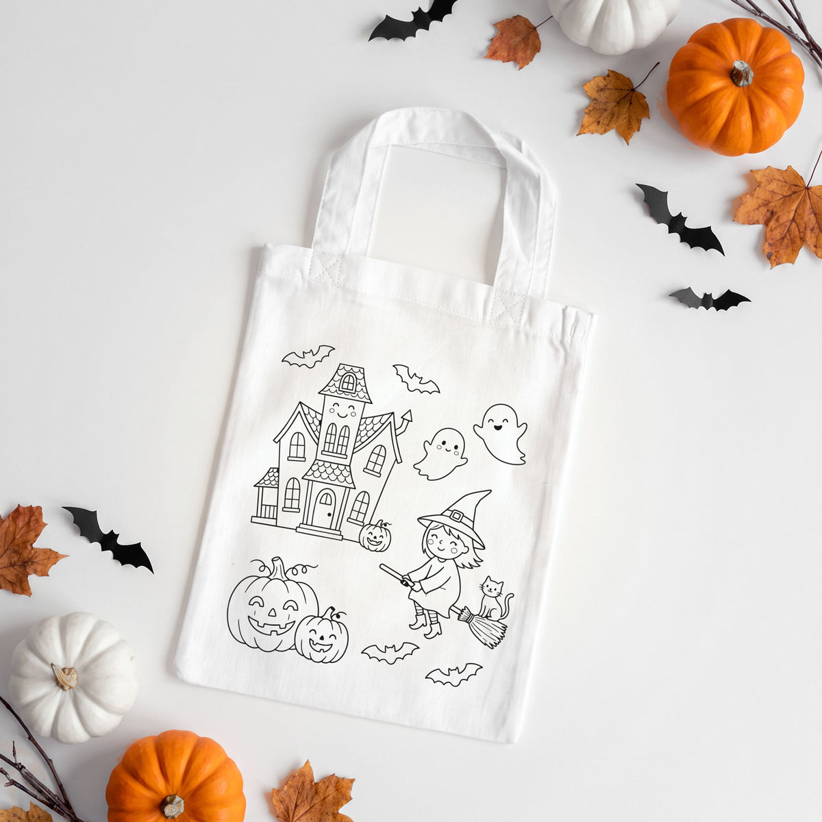 Kindertasche zum Ausmalen | Halloween Motive (ab 5 Stk.)