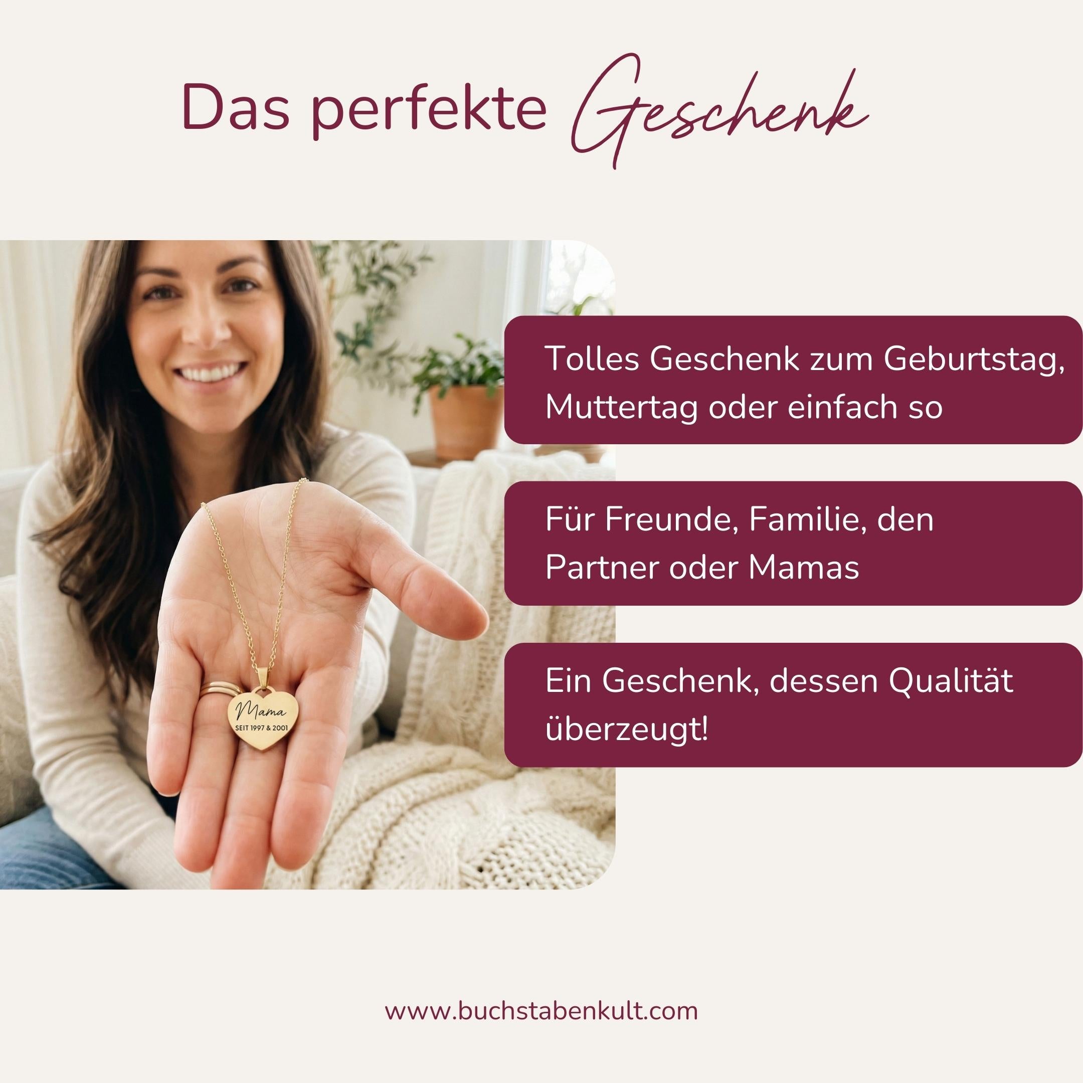 Personalisierte Herzkette mit Gravur | Kreuz Initialen