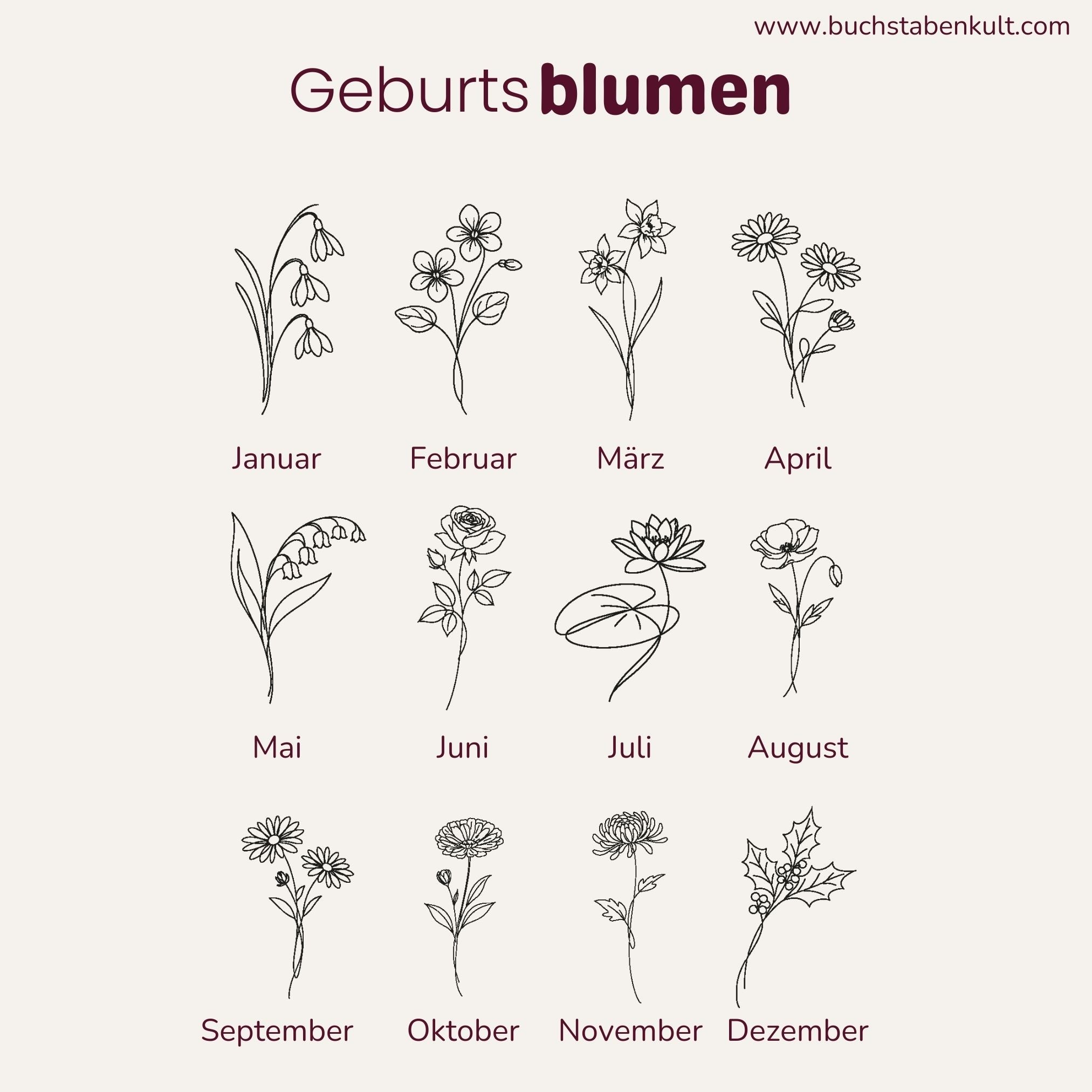 Personalisierte Kette mit Gravur | Geburtsblume Name