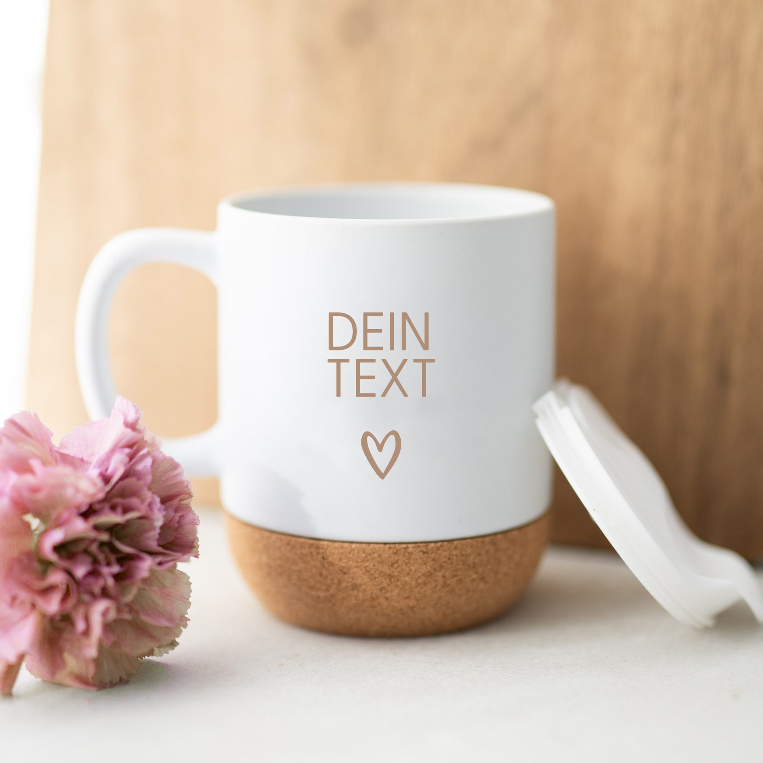 Becher Kork | Dein Text Herz