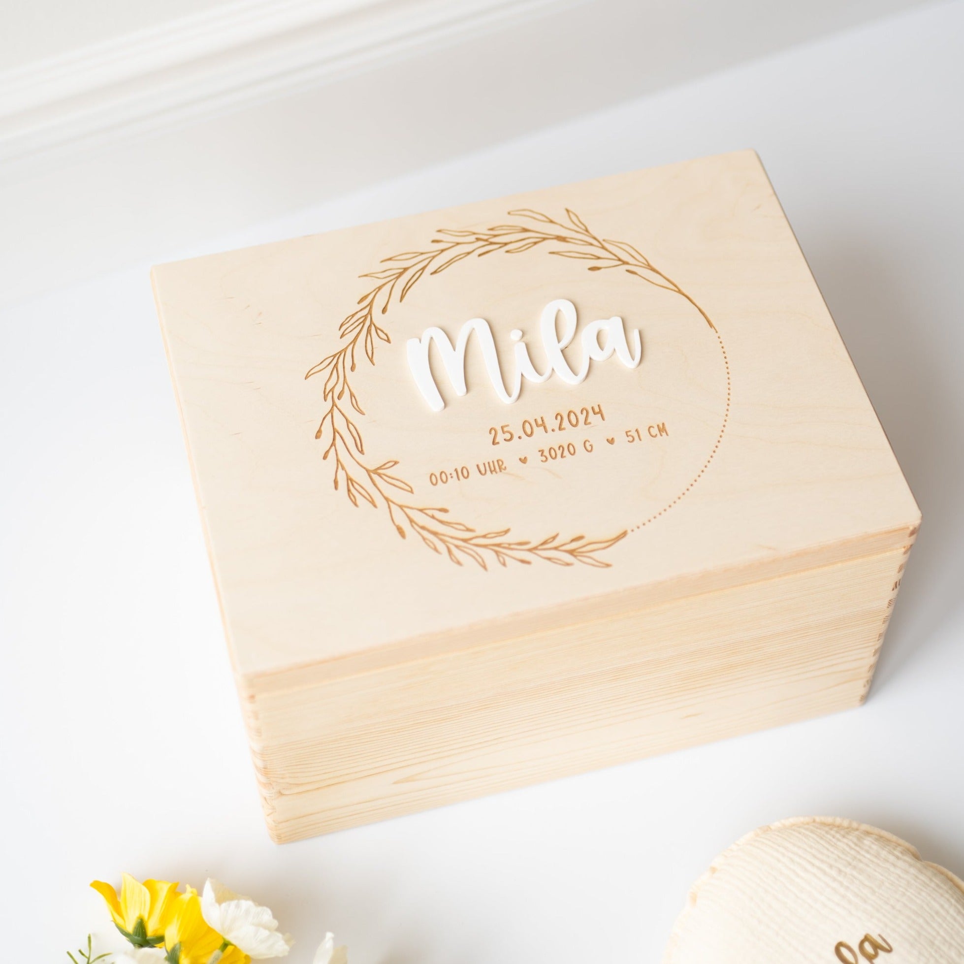 Erinnerungskiste | Baby Blätterkranz Acryl