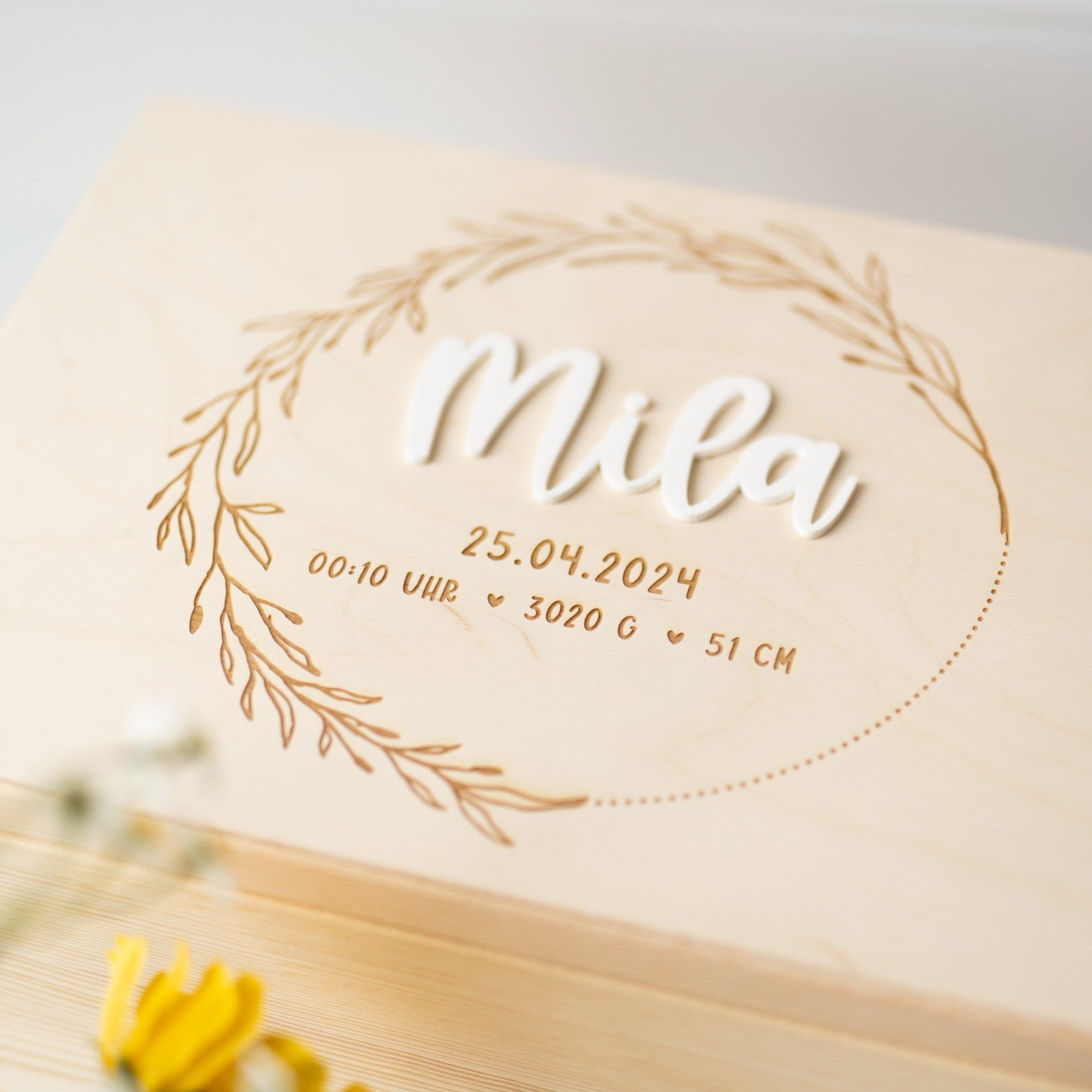 Erinnerungskiste | Baby Blätterkranz Acryl