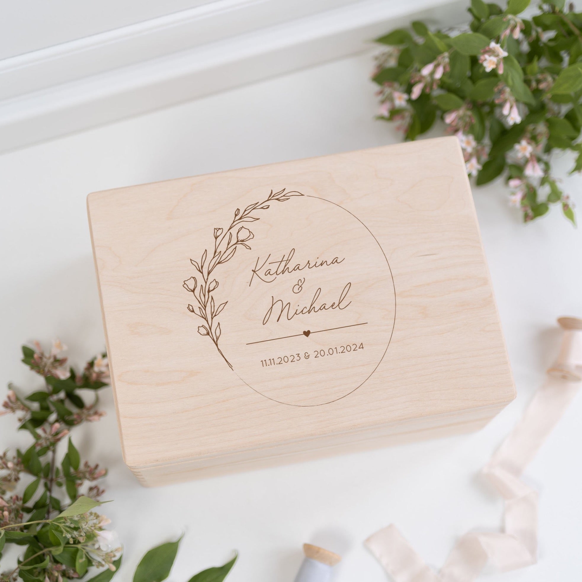 Erinnerungskiste | Hochzeit Blütenkranz