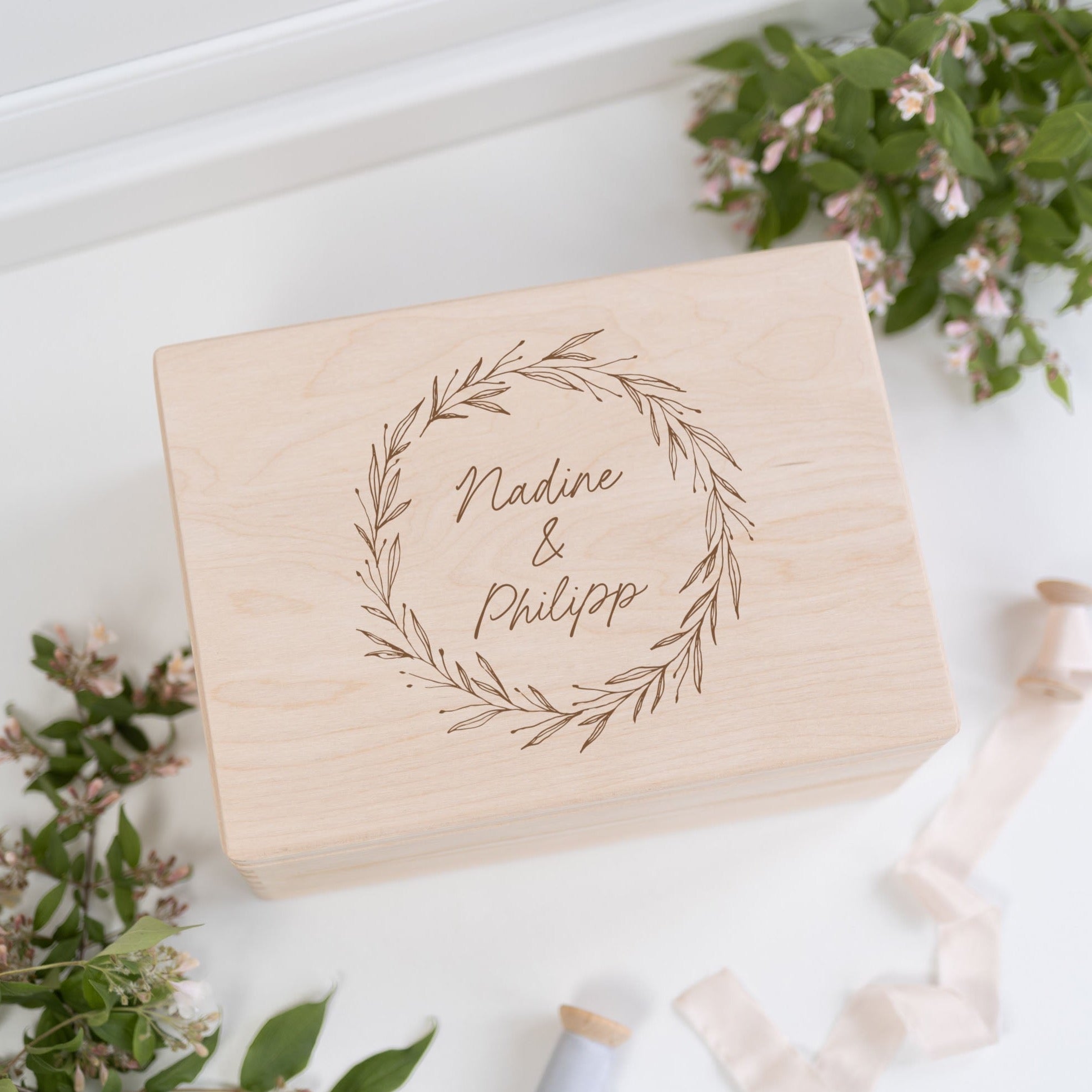 Erinnerungskiste | Hochzeit Kranz mit Namen