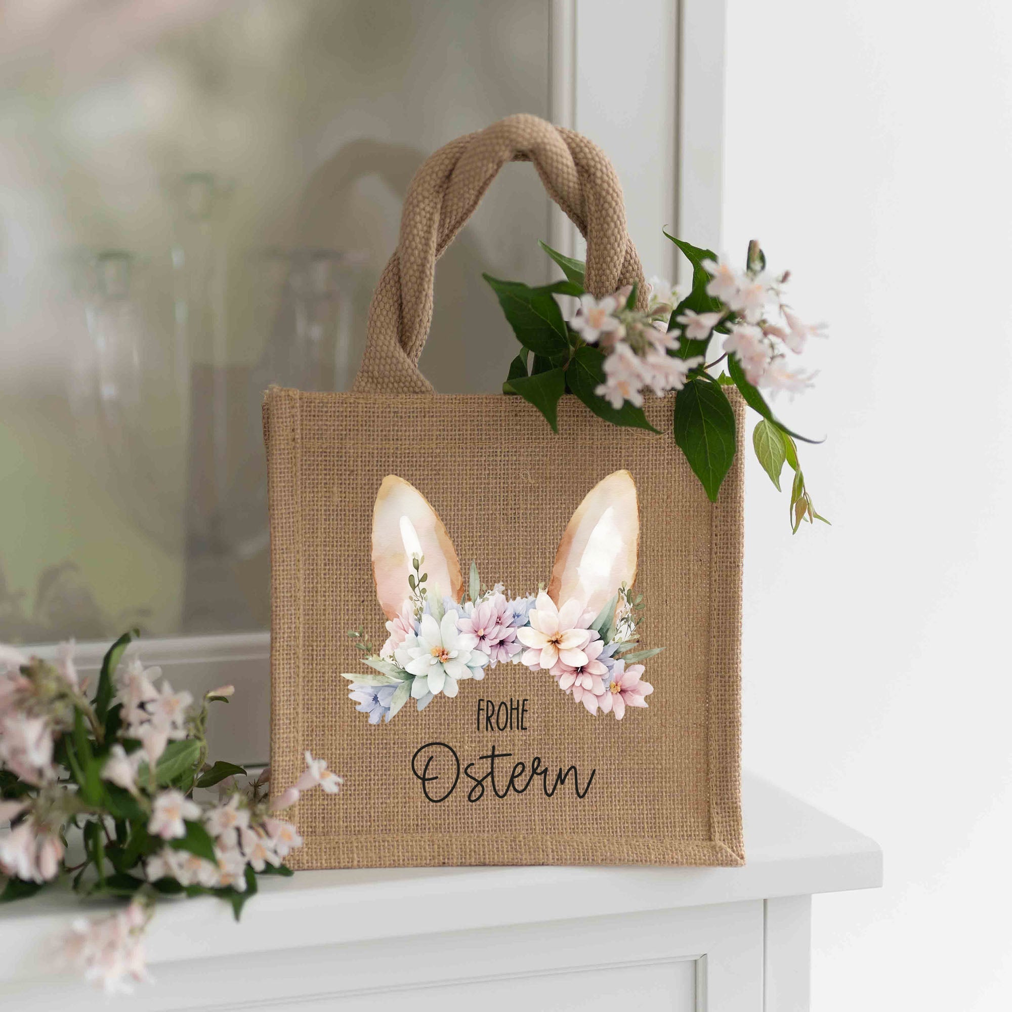 Geschenktasche Natur XS | Frohe Ostern Hasenohren