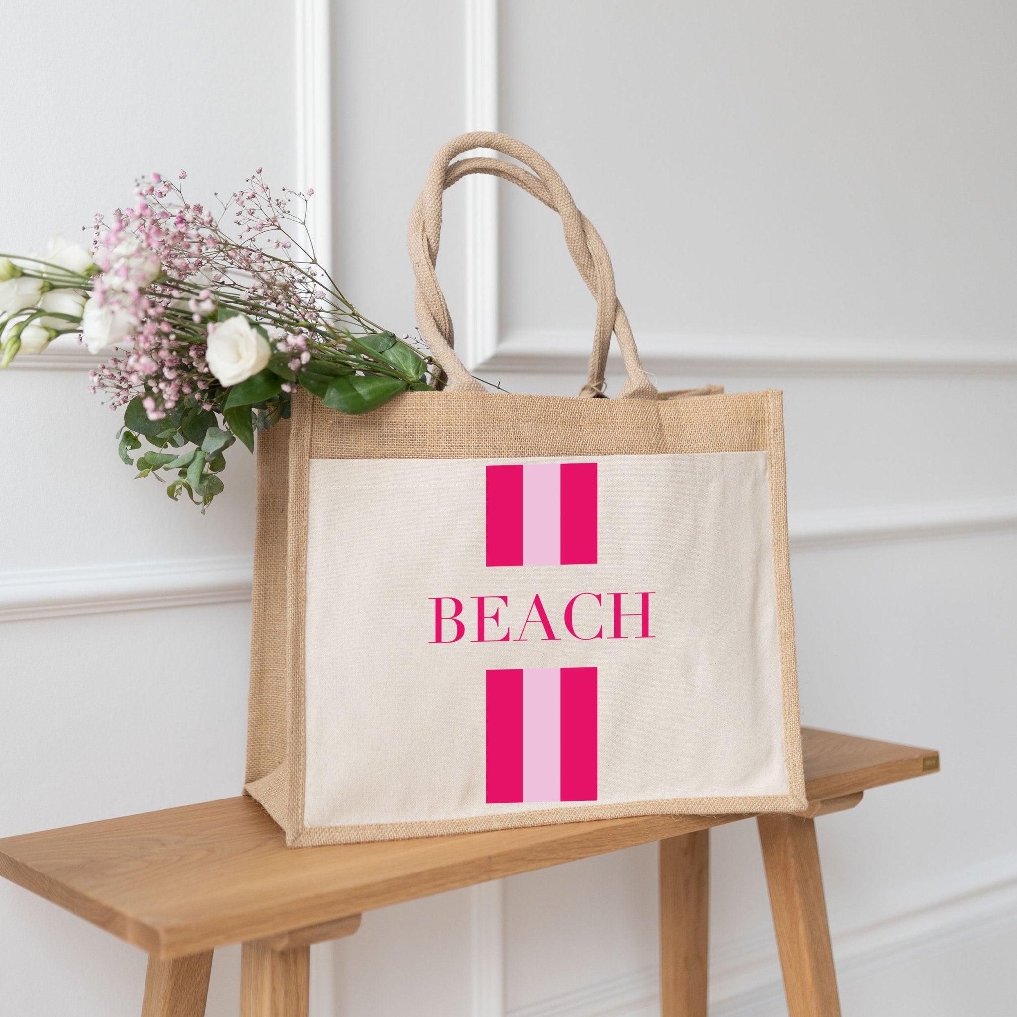 Jutetasche | Beach Pink Stripes