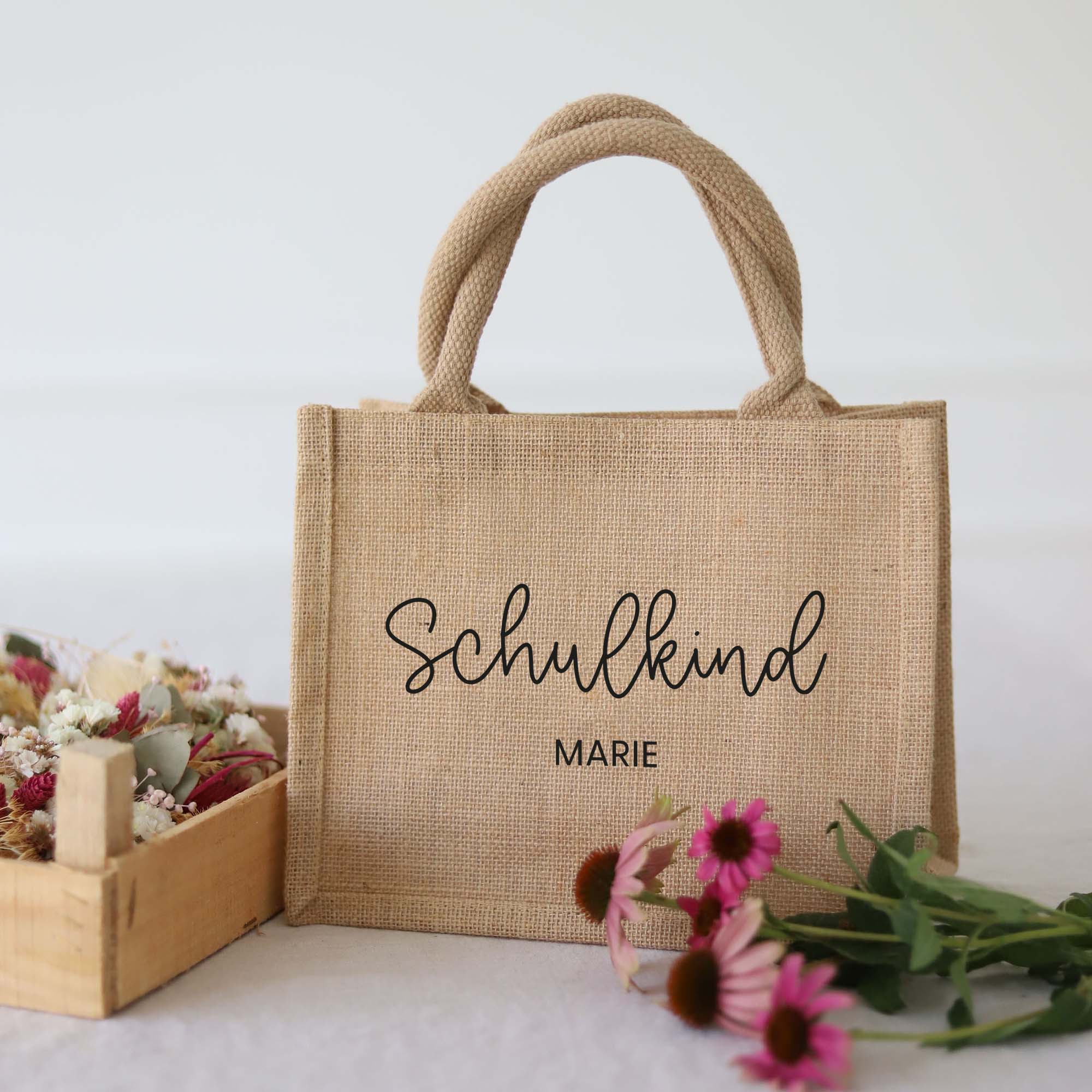 Personalisierte Geschenktasche Natur | Schulkind Name