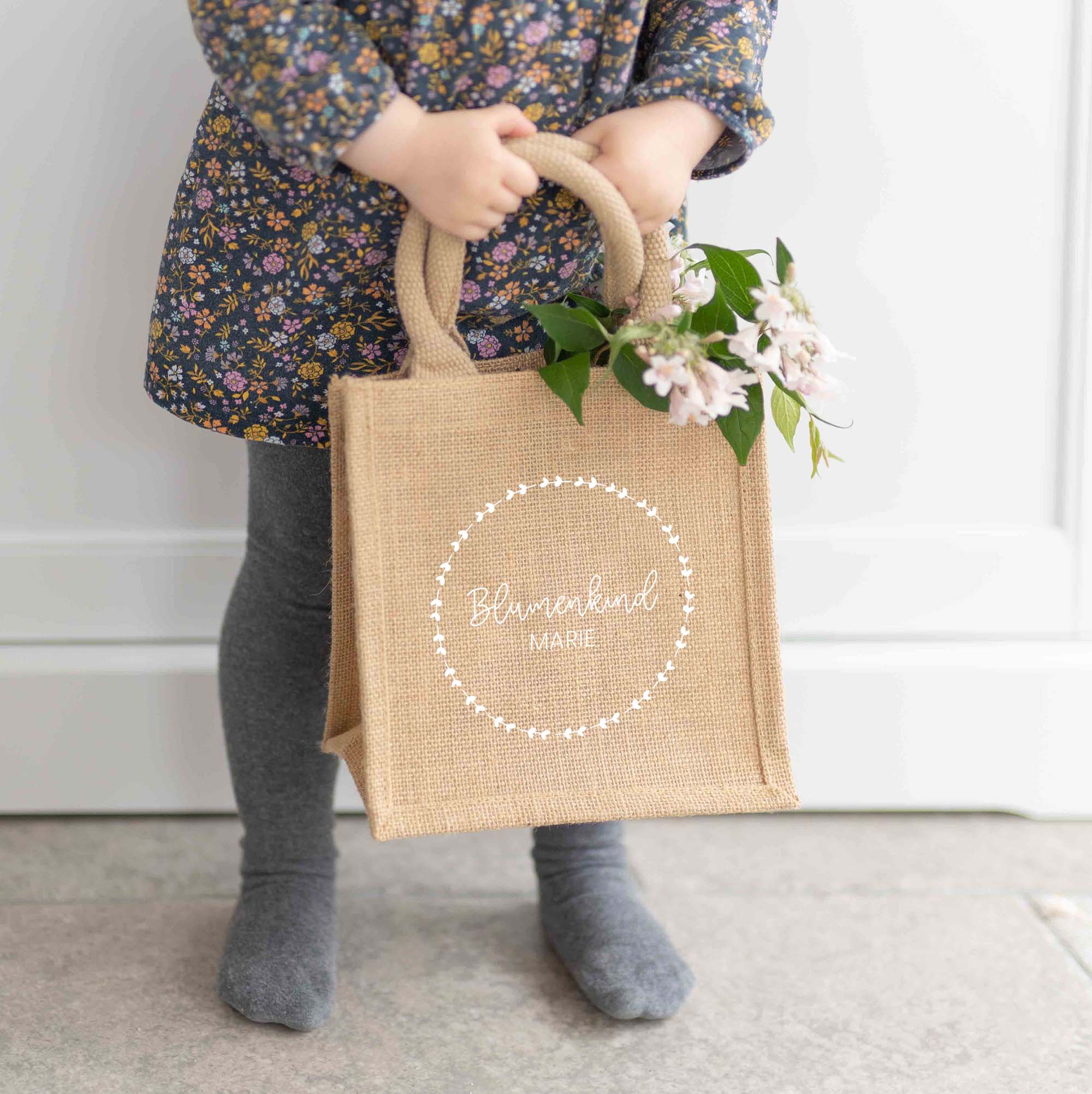 Personalisierte Geschenktasche Natur XS | Blumenkind Blumenkranz