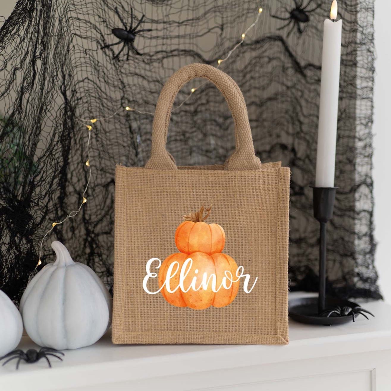 Personalisierte Geschenktasche Natur XS | Kürbis Name