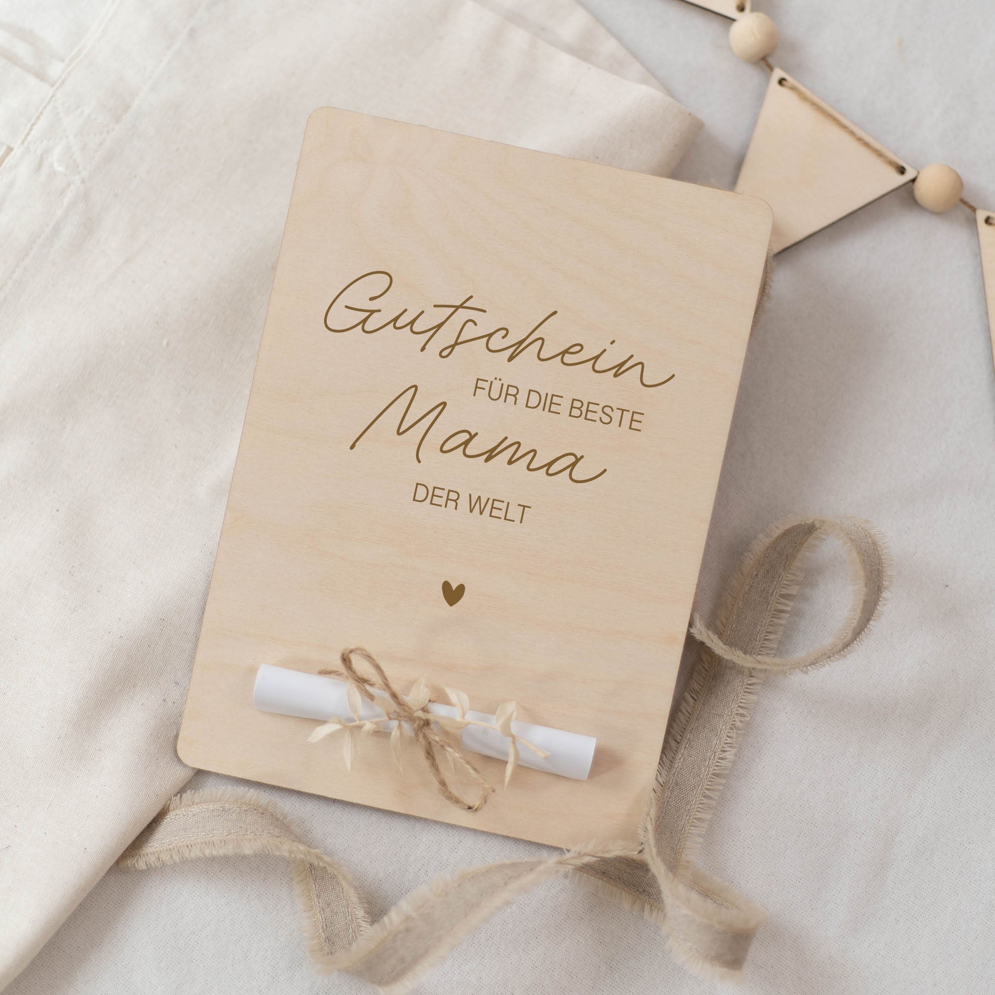 Personalisierte Holzkarte XL Gutscheinkarte | Muttertag Vatertag Gutschein