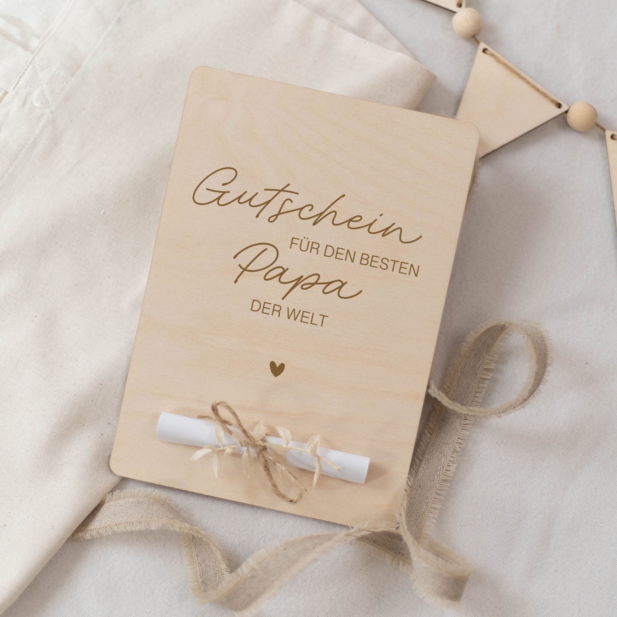 Personalisierte Holzkarte XL Gutscheinkarte | Muttertag Vatertag Gutschein