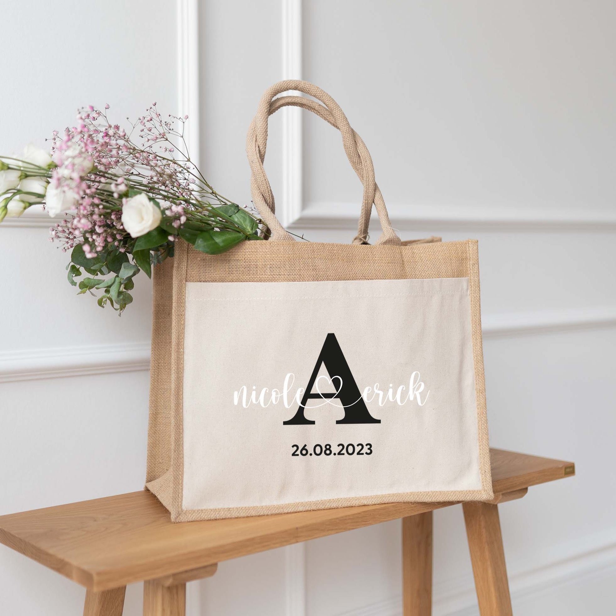 Personalisierte Jutetasche | Hochzeitspaar