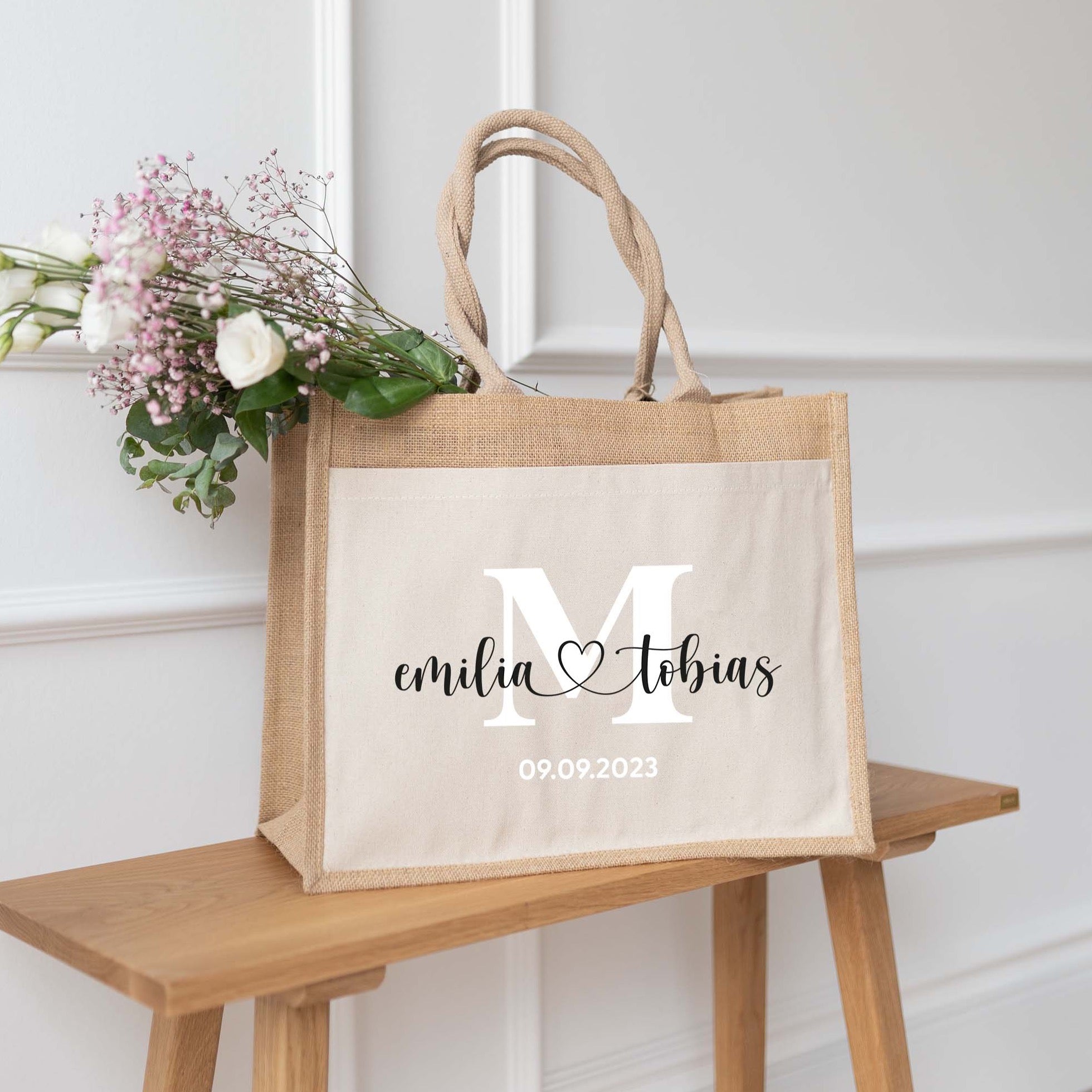 Personalisierte Jutetasche | Hochzeitspaar