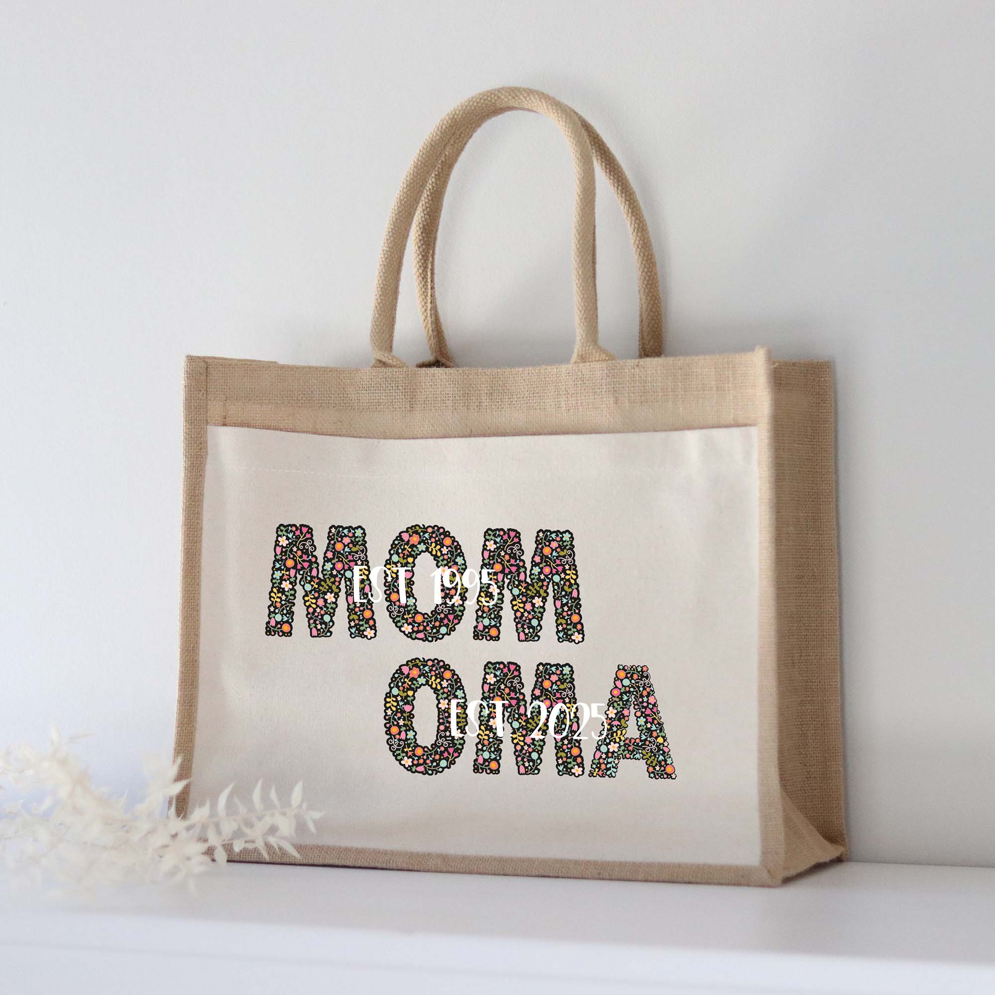 Personalisierte Jutetasche | MOM-OMA bunt
