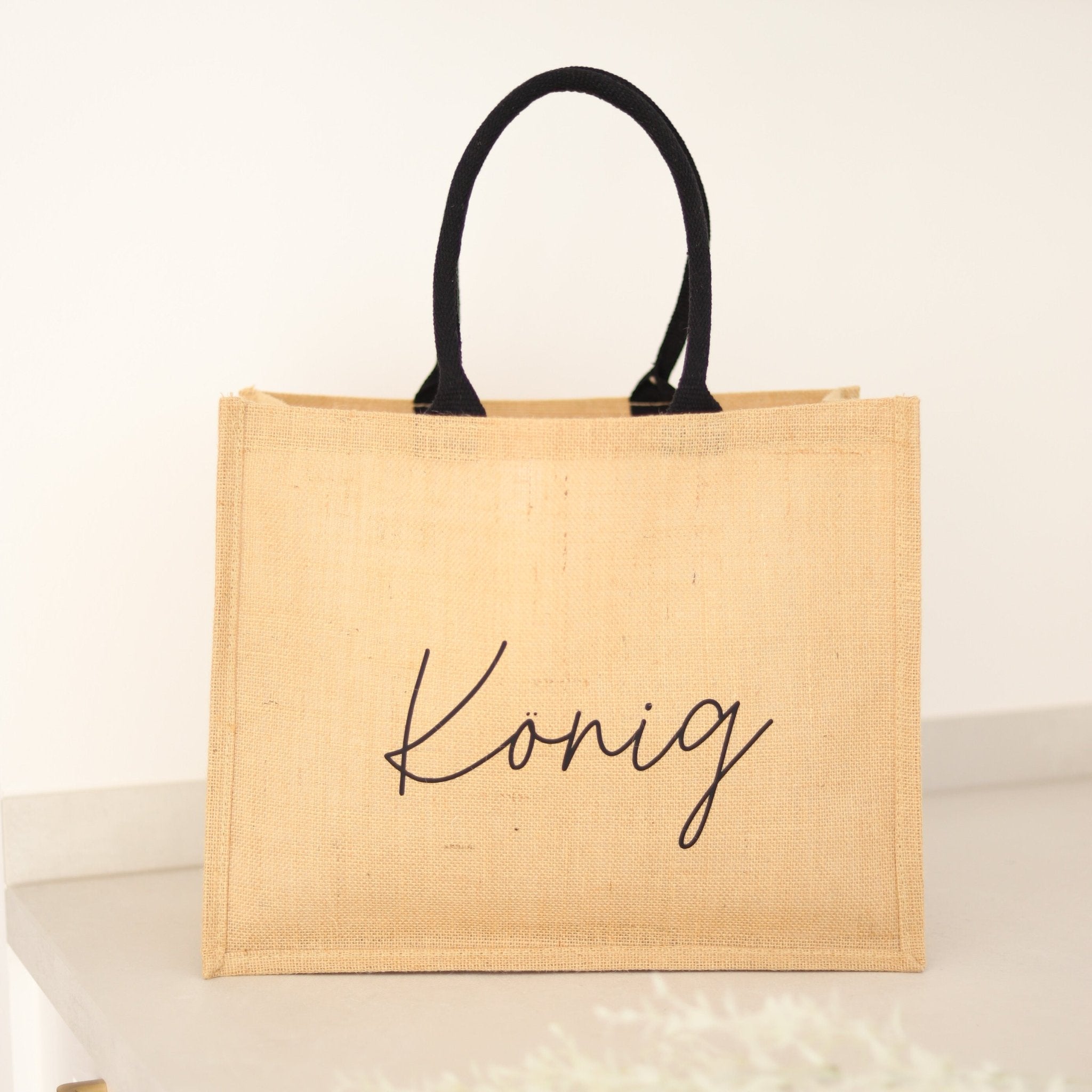 Personalisierte Jutetasche NATUR - SCHWARZ | Wunschwort