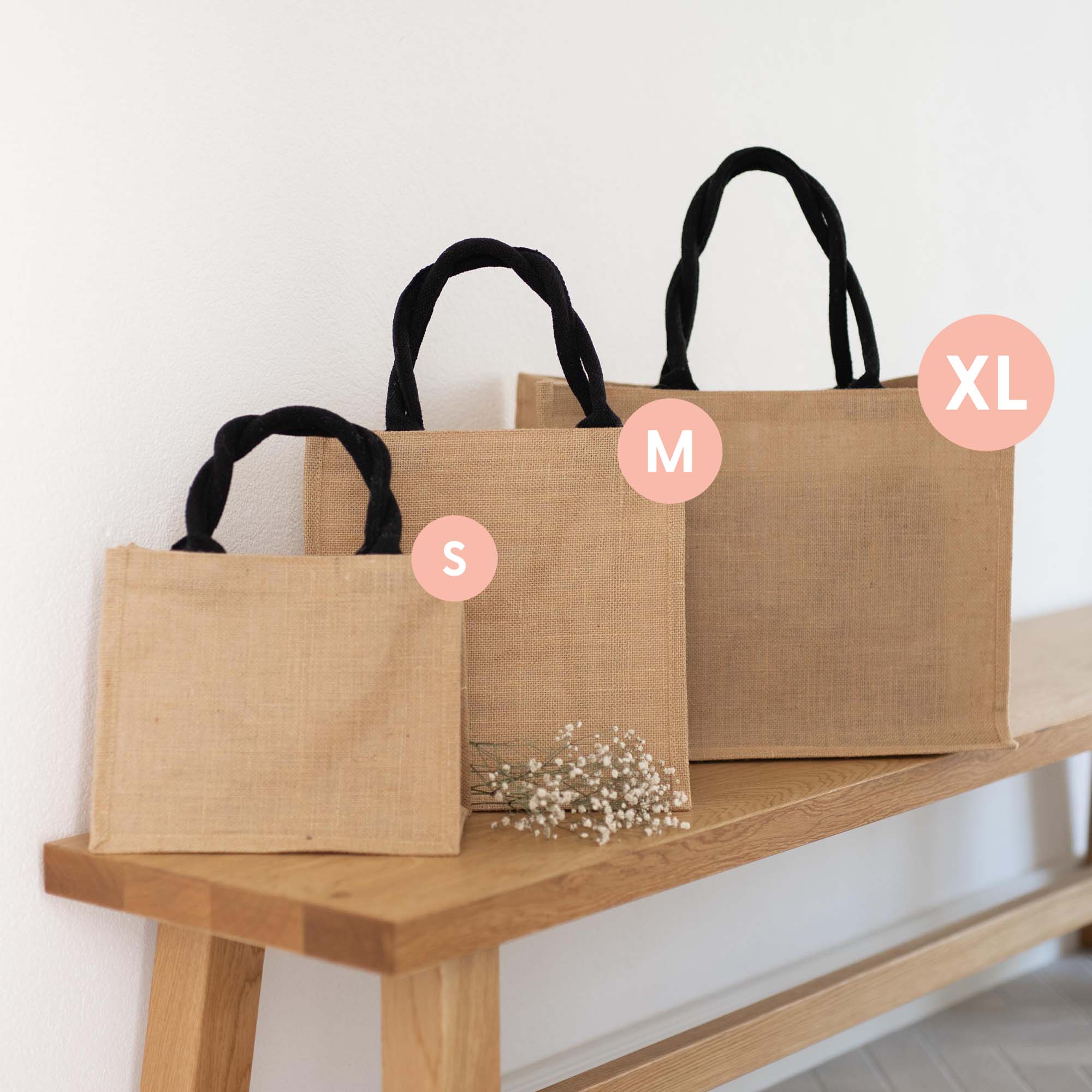 Personalisierte Jutetasche NATUR - SCHWARZ | Wunschwort