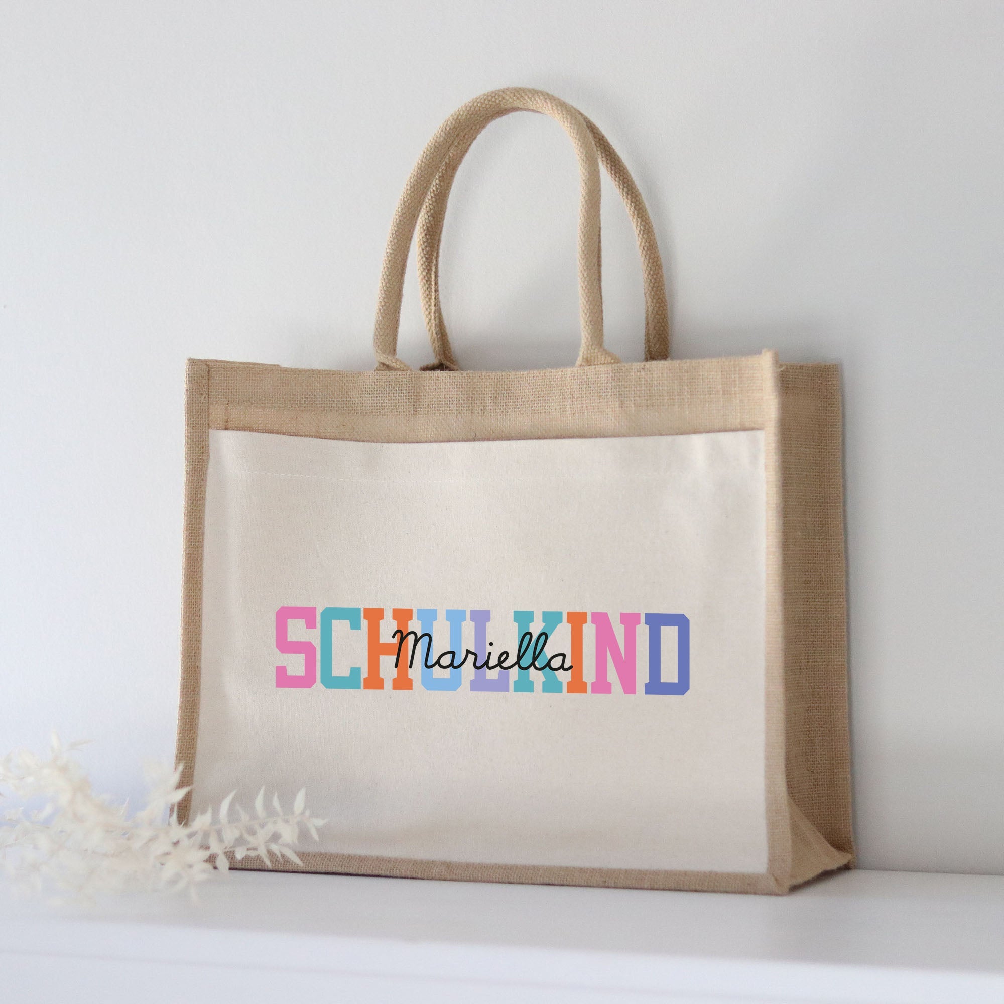 Personalisierte Jutetasche | Schulkind Pink