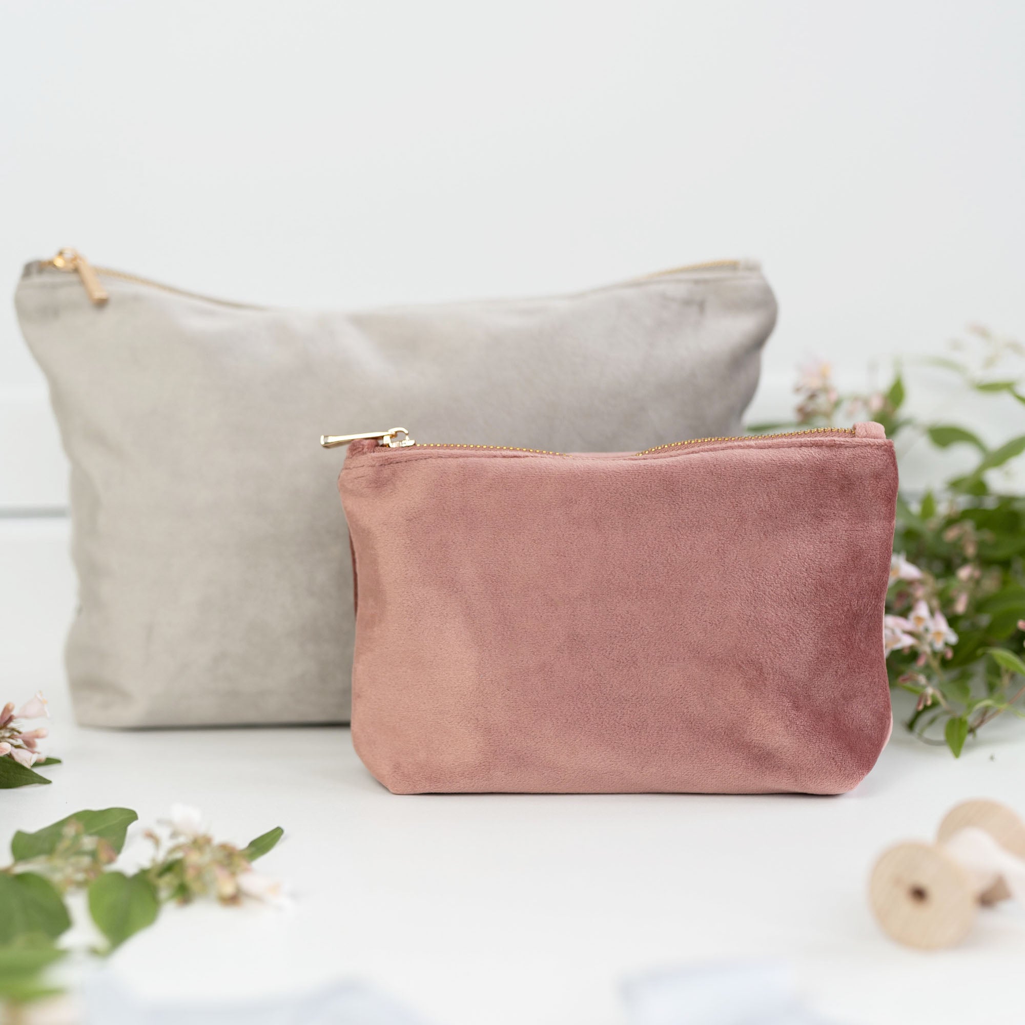 Personalisierte Kosmetiktasche Samt | Initiale