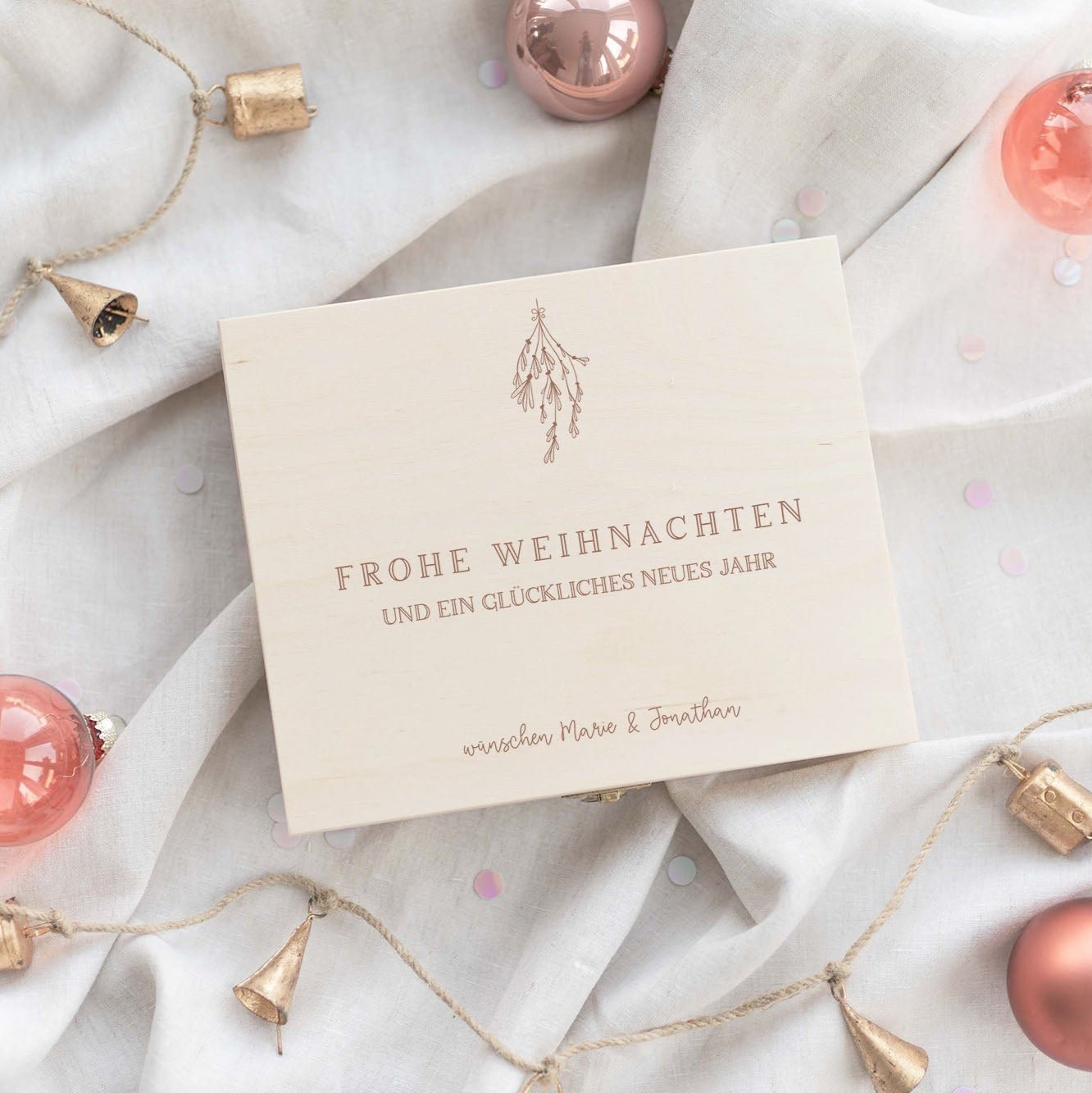 Personalisierte Merci Holzbox | Frohe Weihnachten