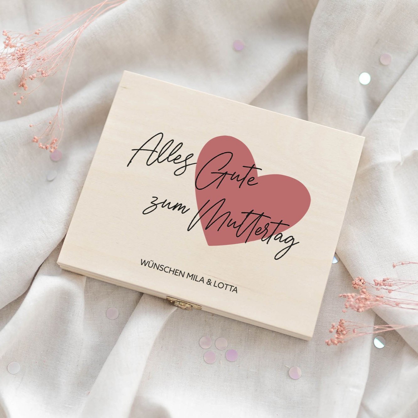 Personalisierte Merci Holzbox | Zum Muttertag