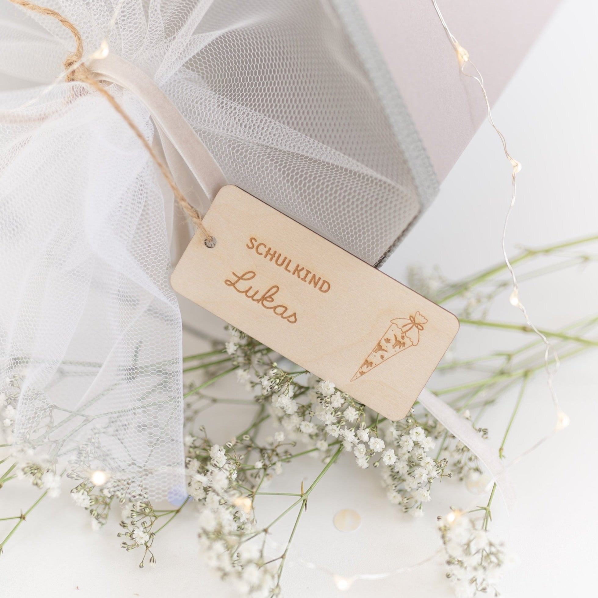 Personalisierter Anhänger Schultüte | Label Dino