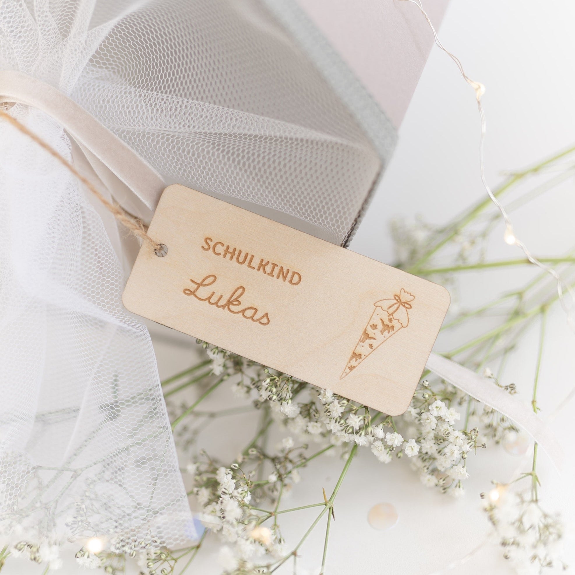 Personalisierter Anhänger Schultüte | Label Dino