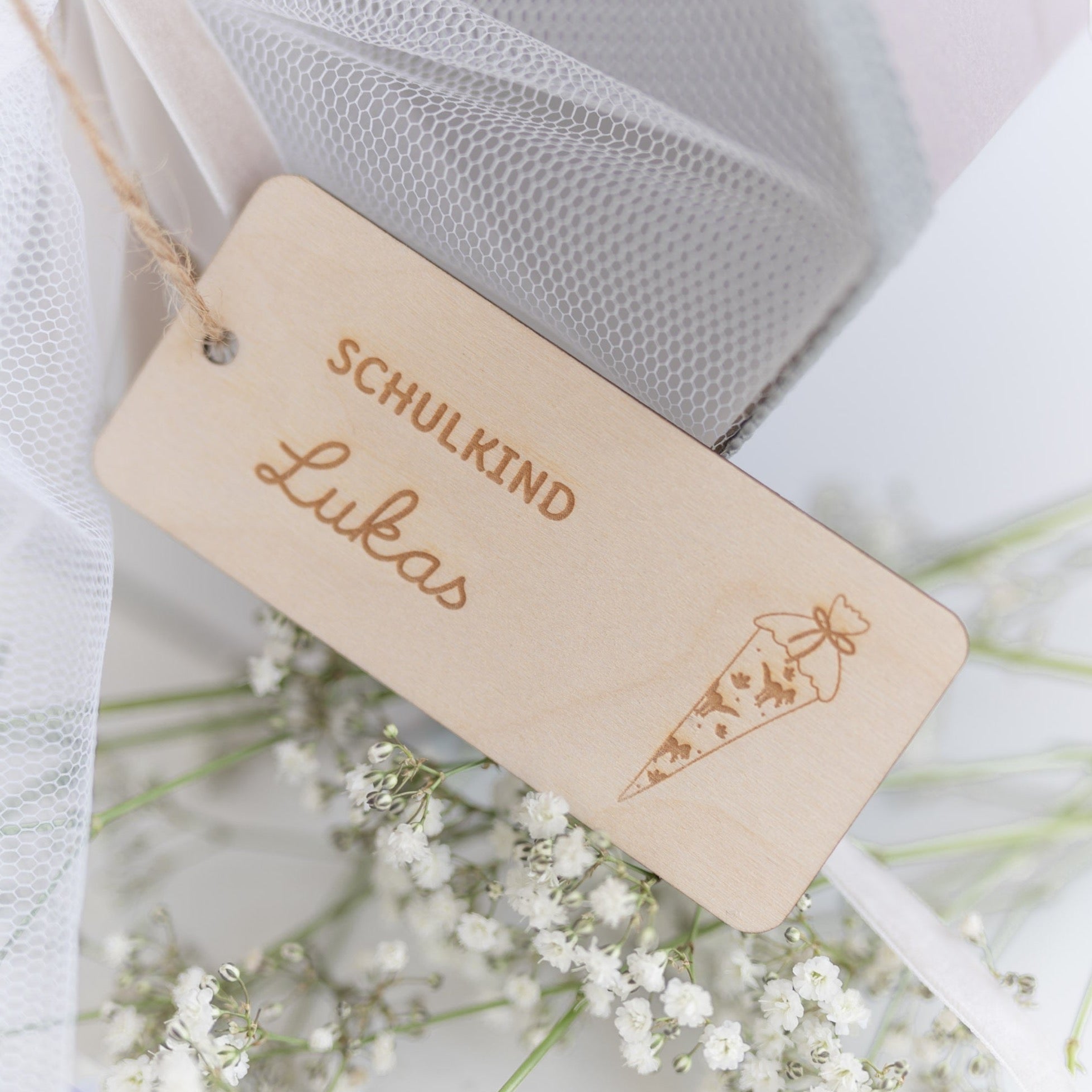 Personalisierter Anhänger Schultüte | Label Dino