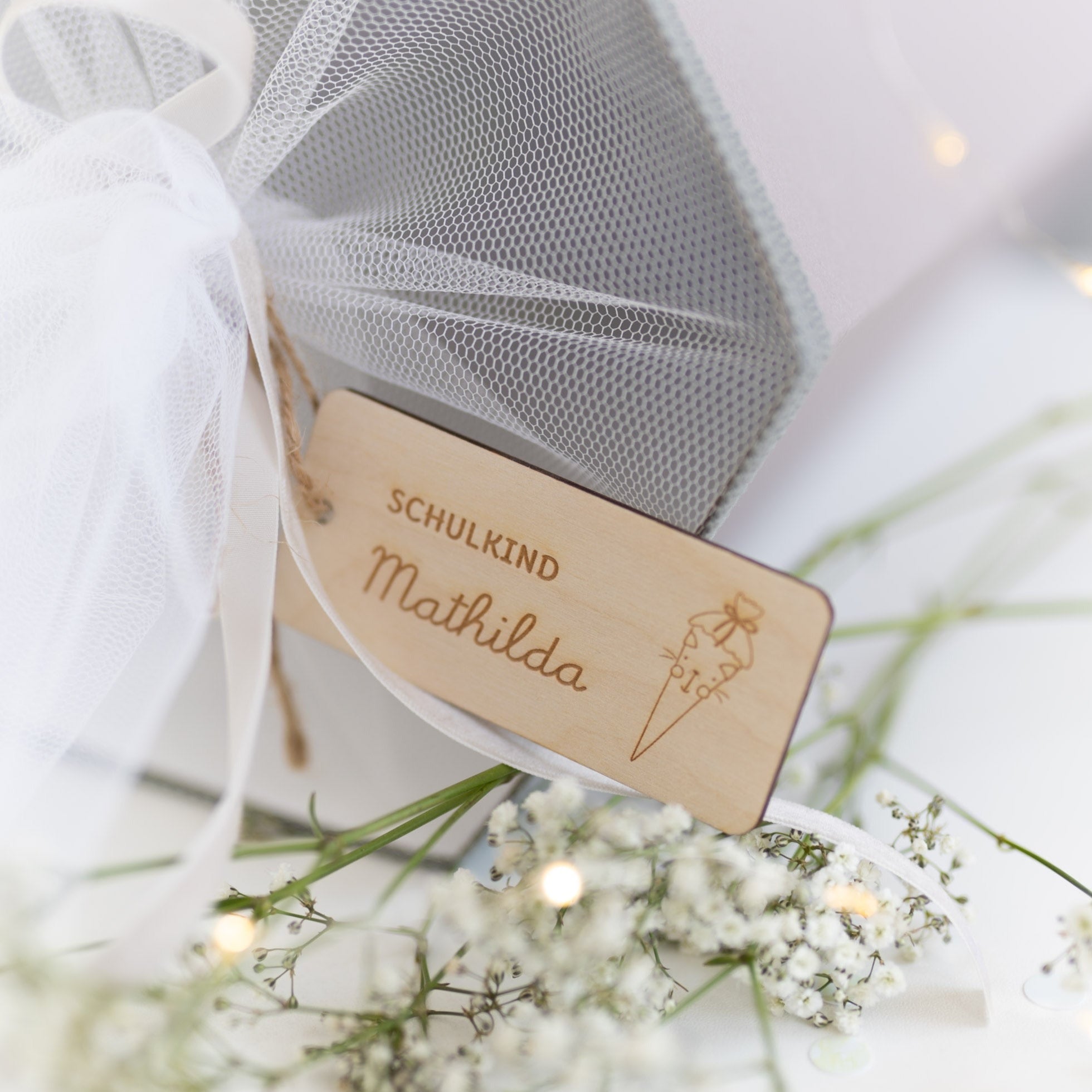 Personalisierter Anhänger Schultüte | Label Katze