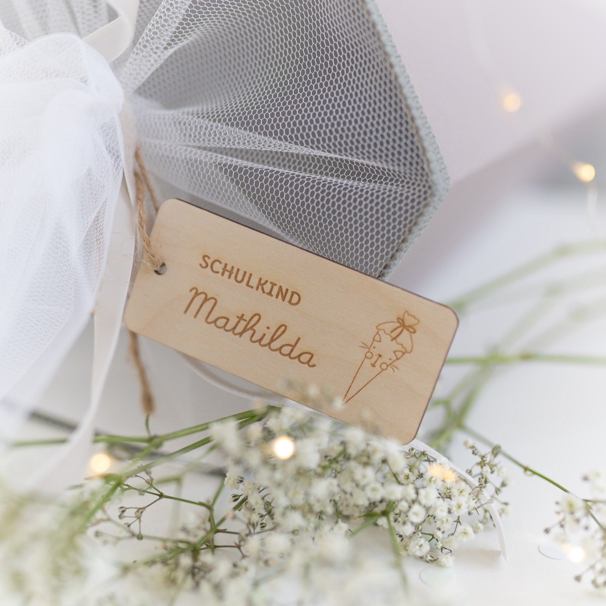 Personalisierter Anhänger Schultüte | Label Katze