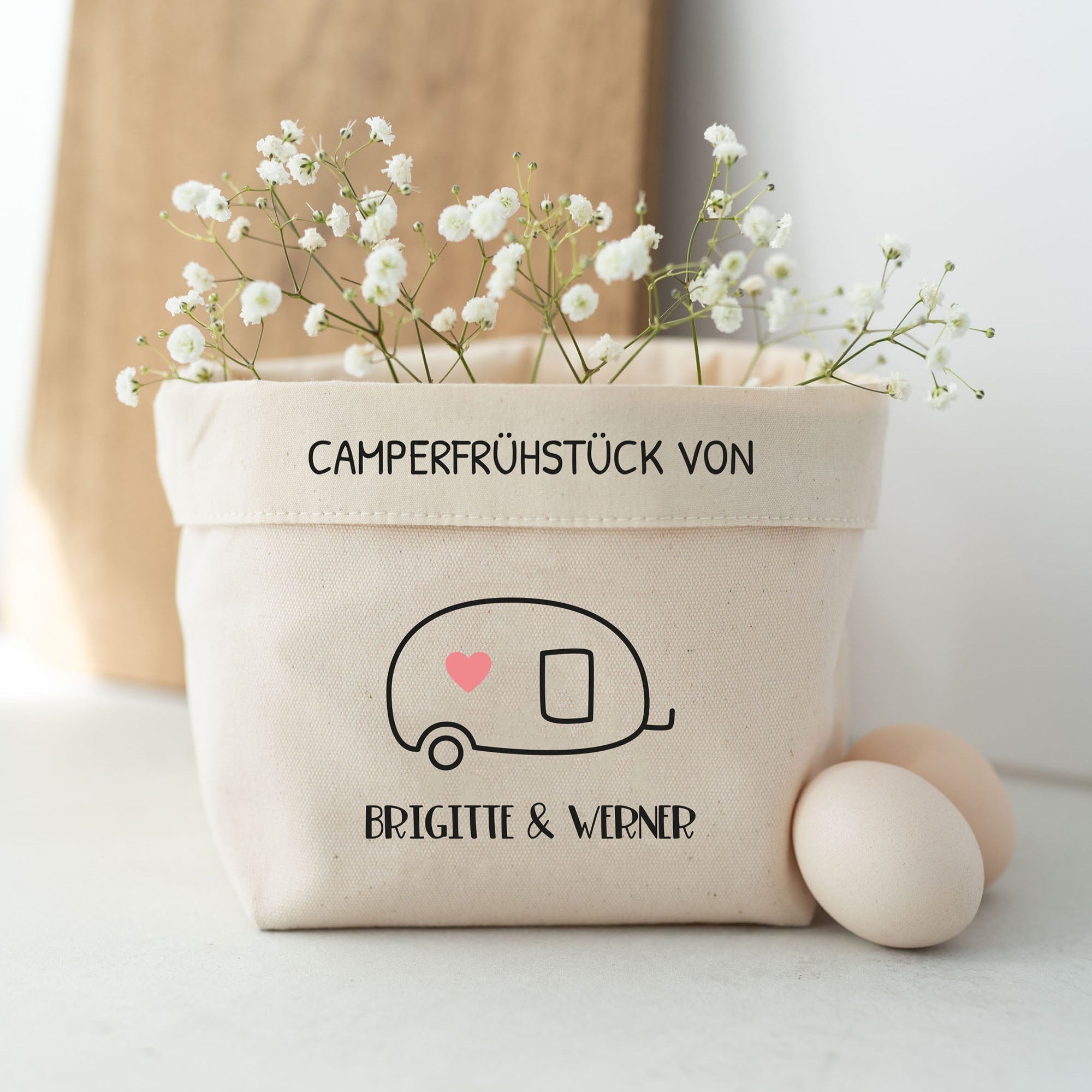Personalisierter Brotkorb Stoff | Camperfrühstück Wohnwagen