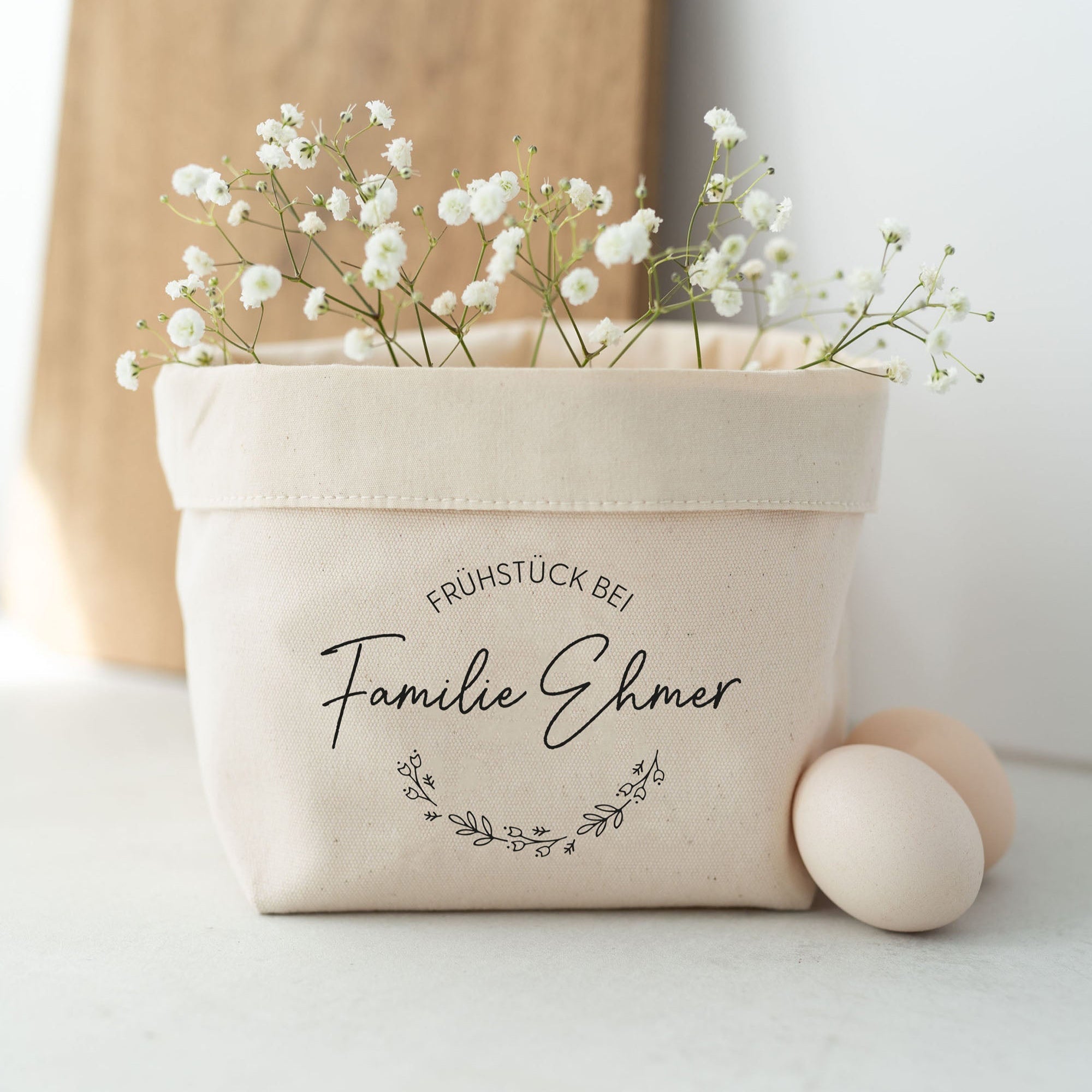 Personalisierter Brotkorb Stoff | Familie Blümchen