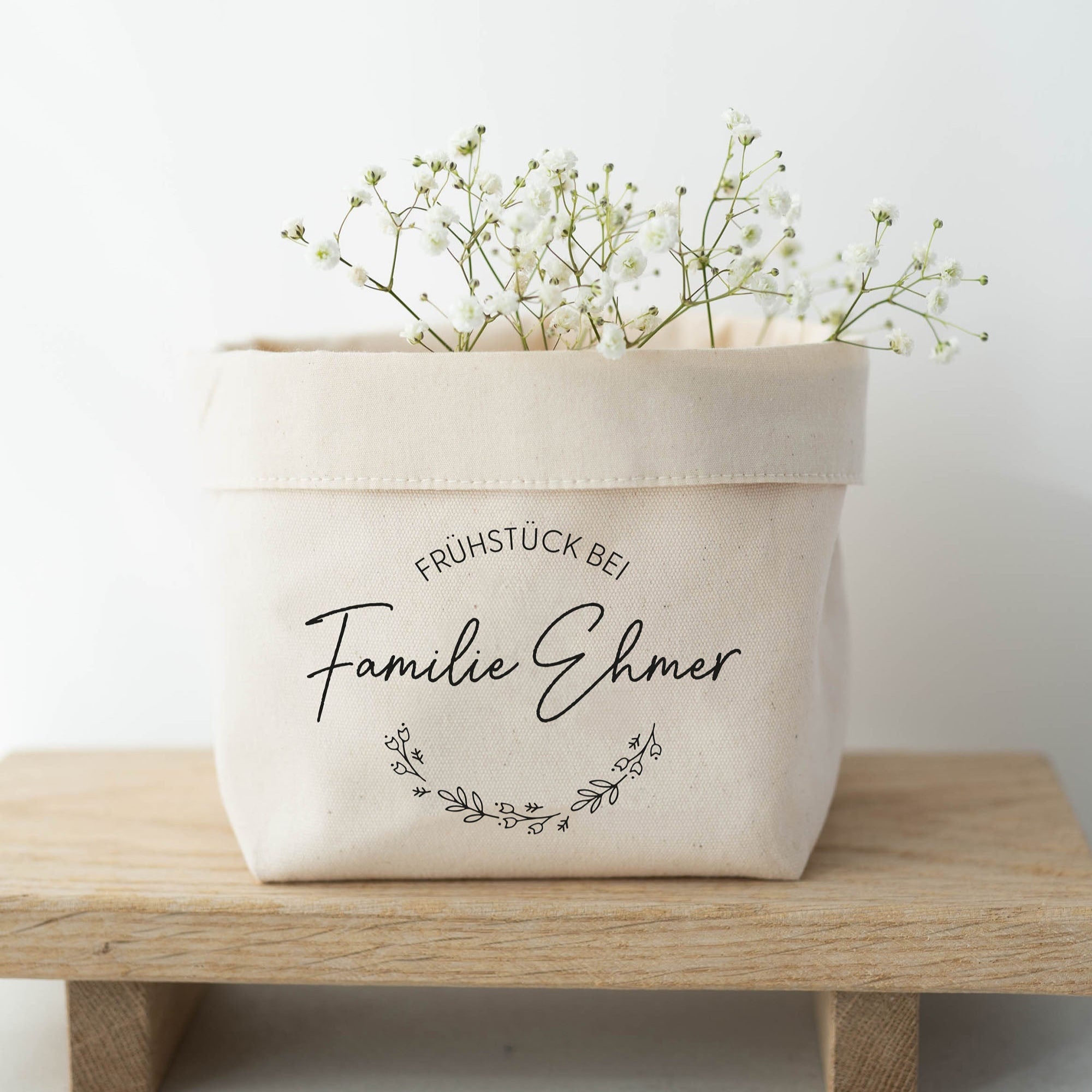 Personalisierter Brotkorb Stoff | Familie Blümchen