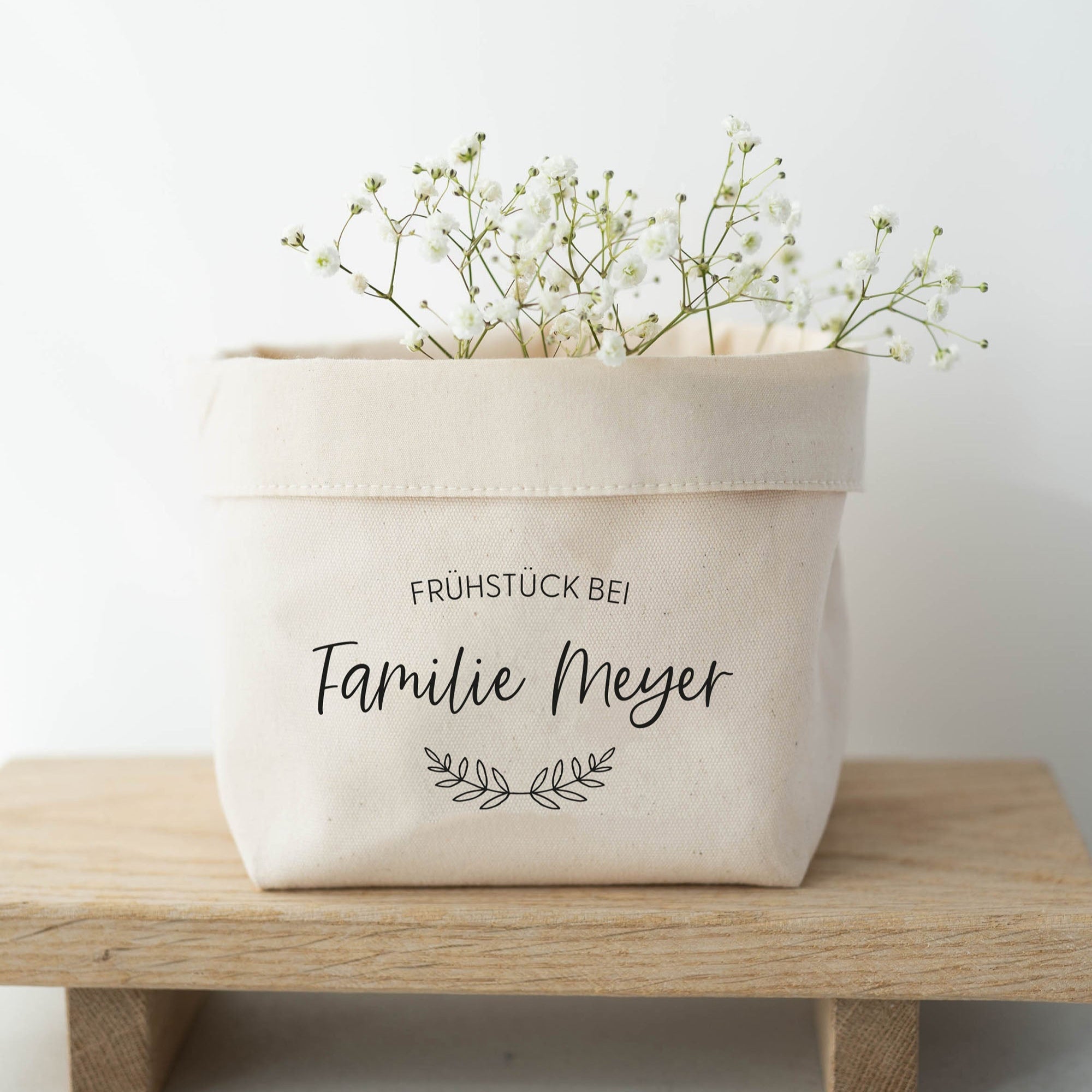 Personalisierter Brotkorb Stoff | Familie Zweige