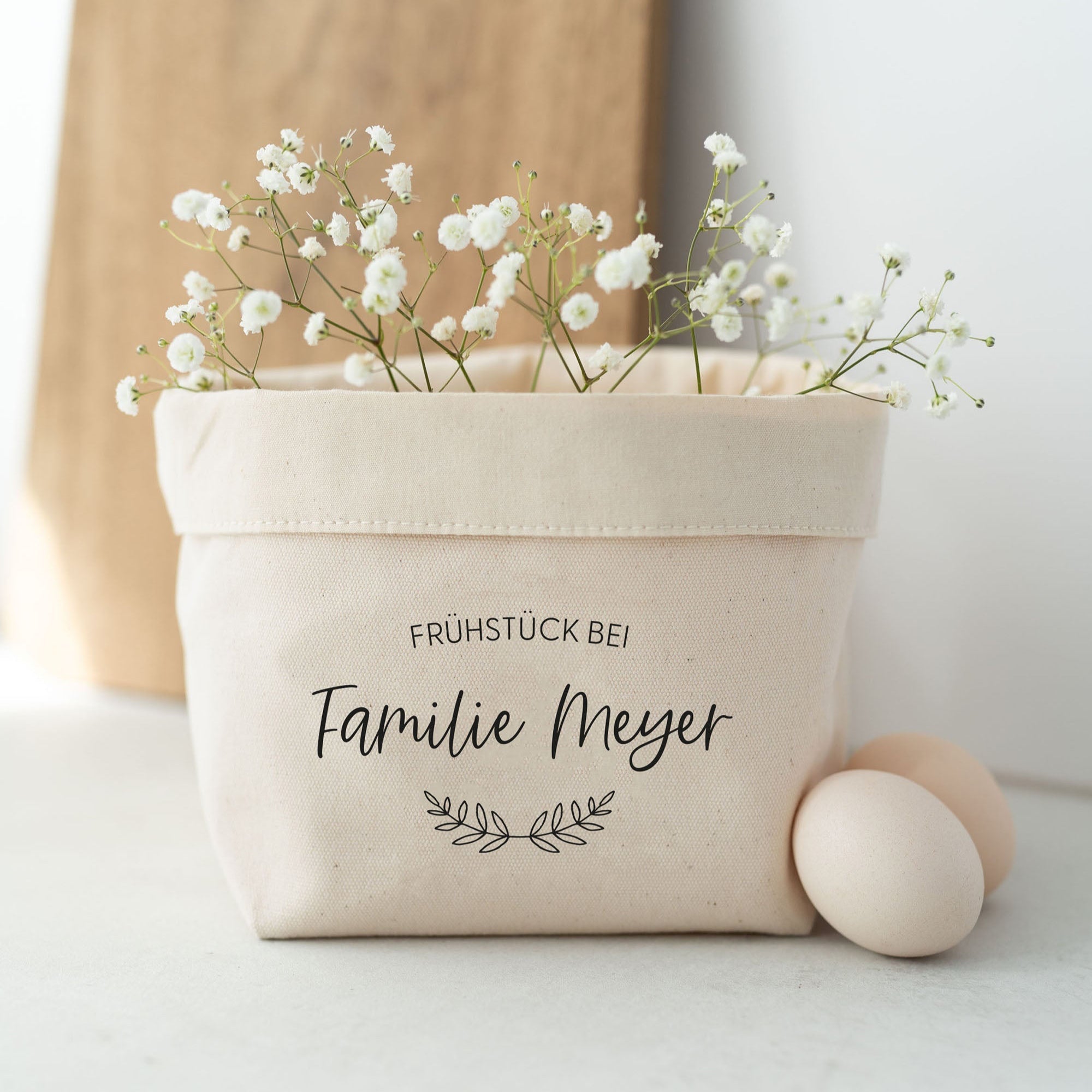 Personalisierter Brotkorb Stoff | Familie Zweige