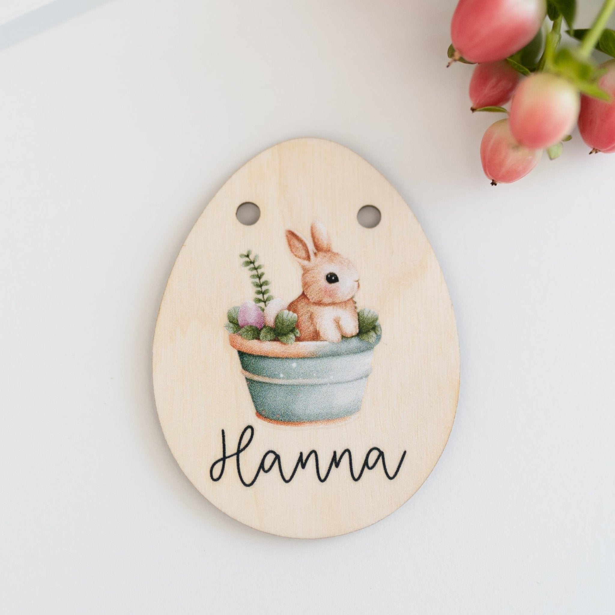 Personalisierter Korb mit Anhänger | Hase im Korb