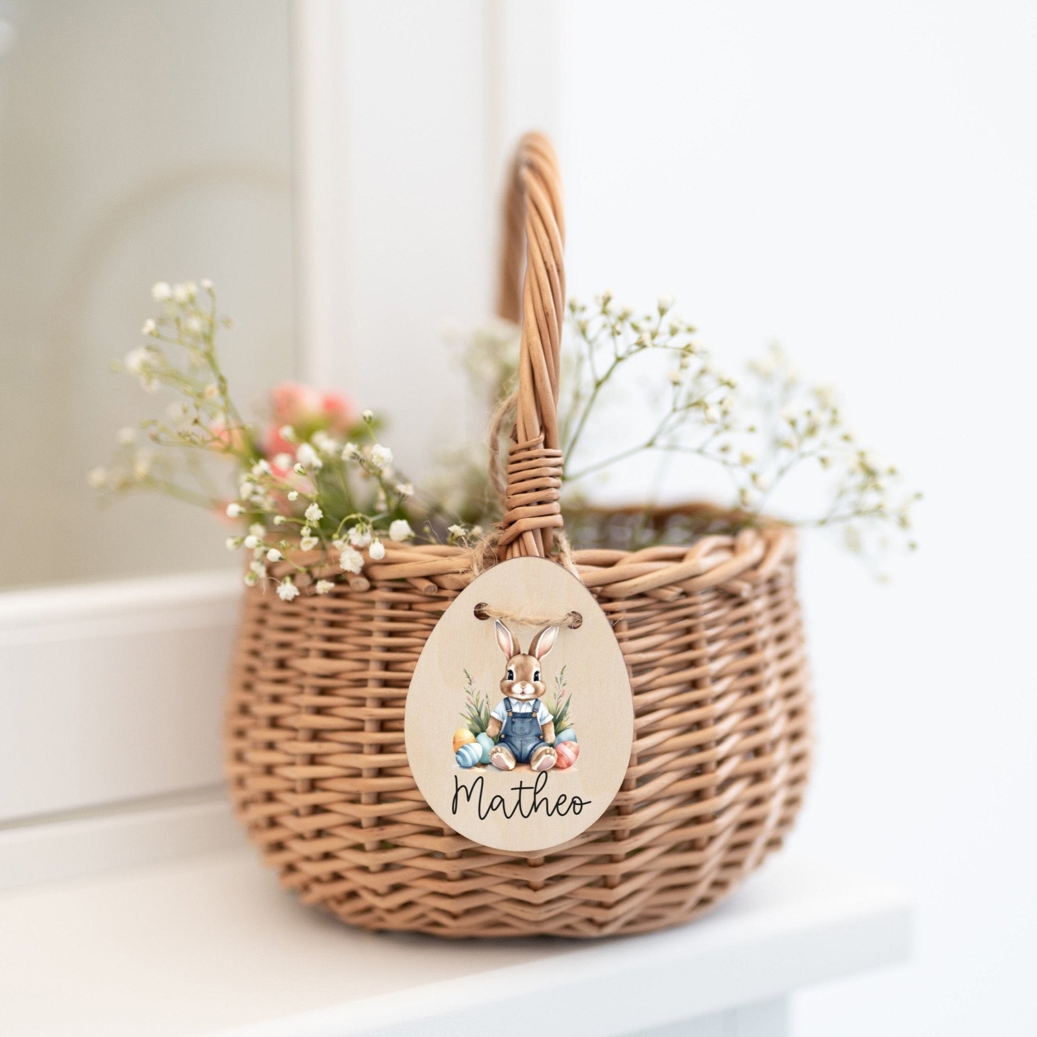 Personalisierter Korb mit Anhänger | Osterhase Latz
