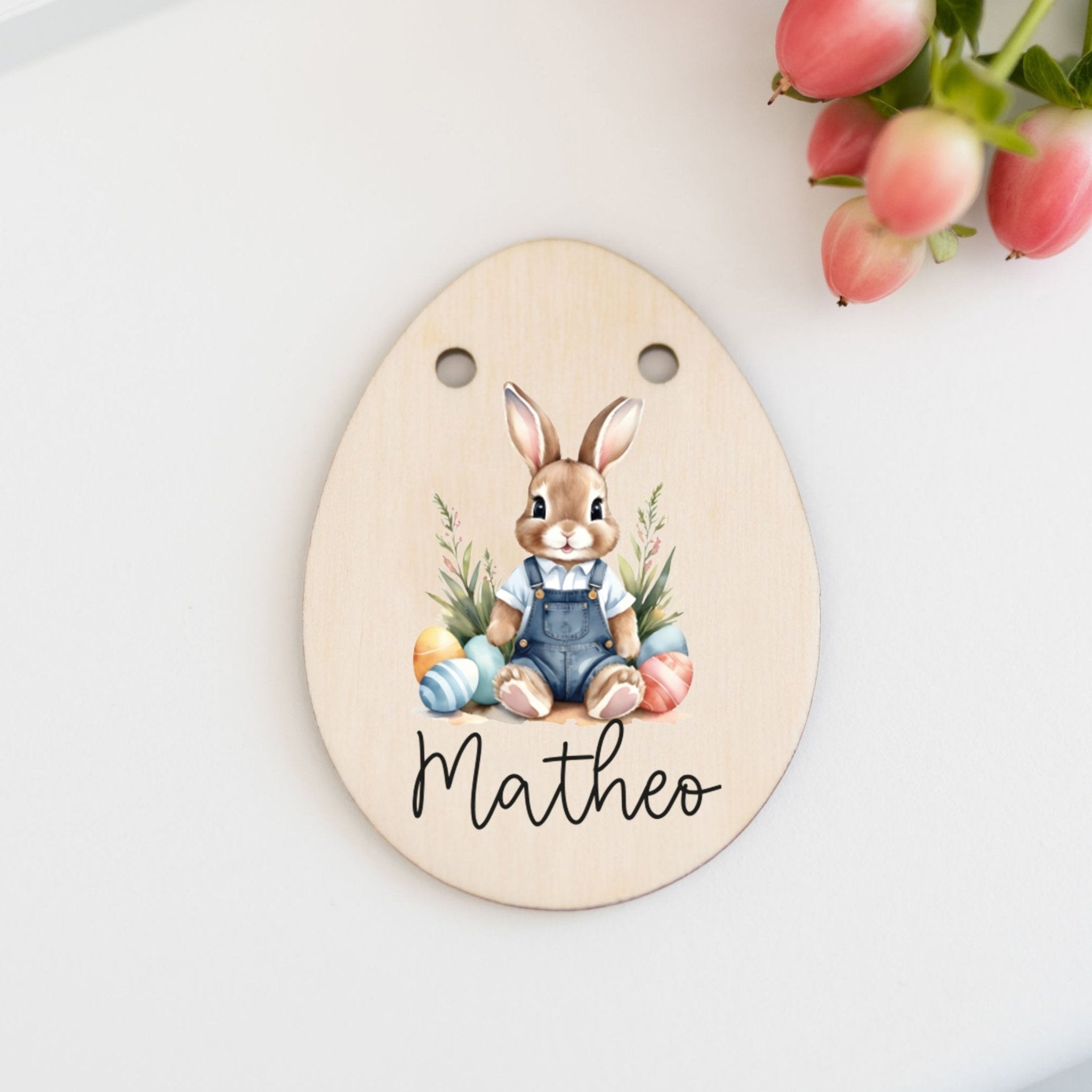 Personalisierter Korb mit Anhänger | Osterhase Latz