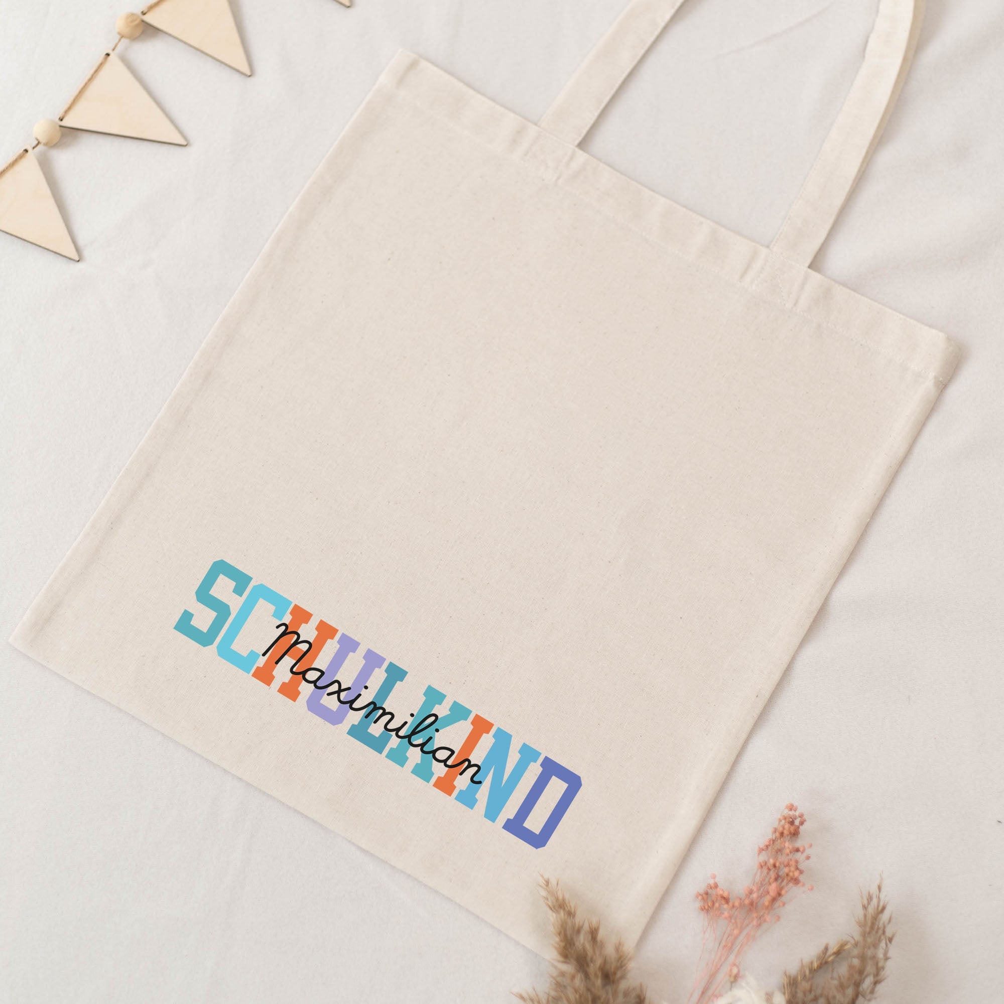 Personalisierter Stoffbeutel NATUR | Schulkind Blau