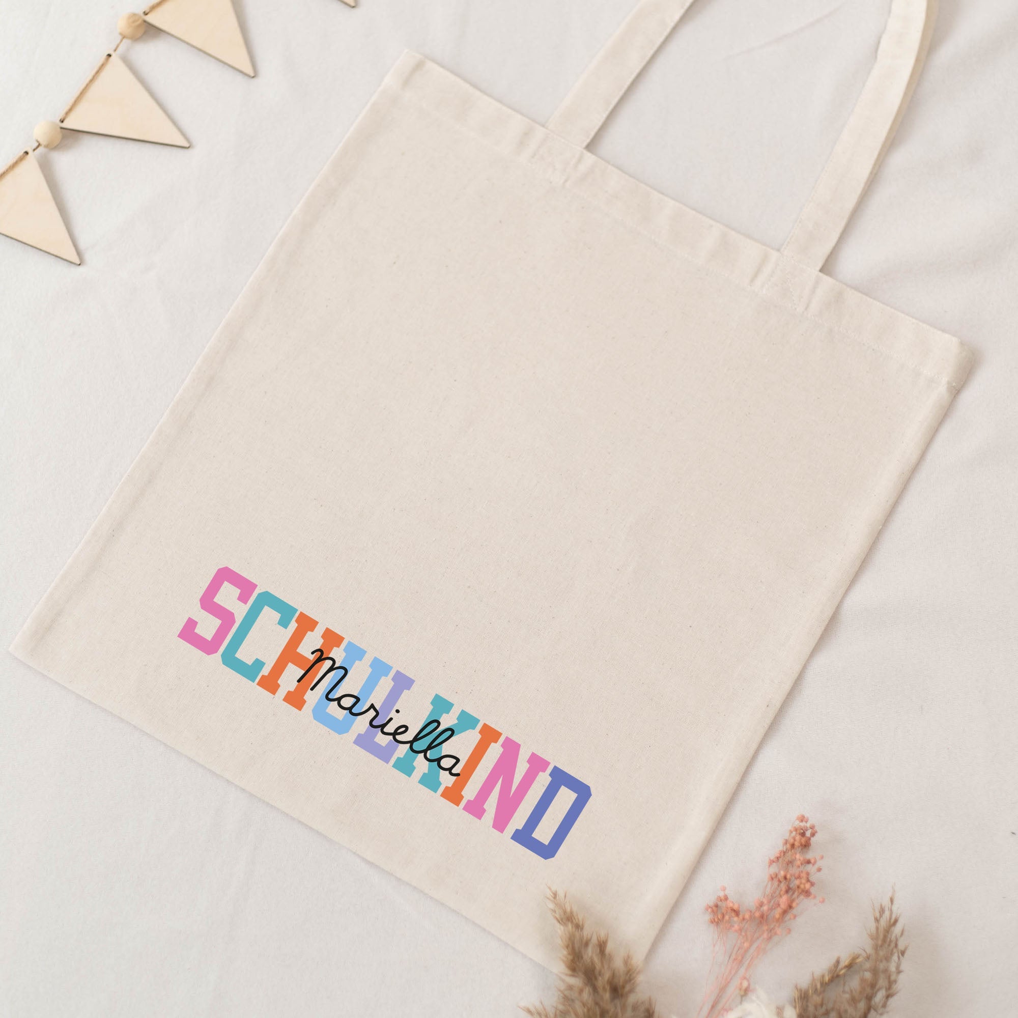 Personalisierter Stoffbeutel NATUR | Schulkind Pink