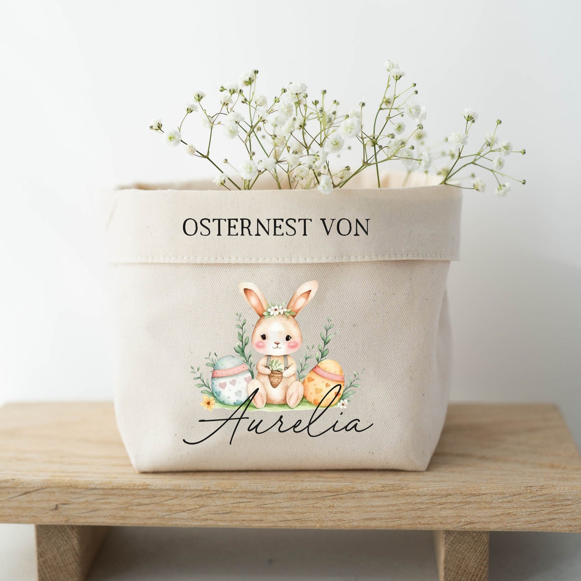 Personalisierter Stoffkorb | Hasenmädchen