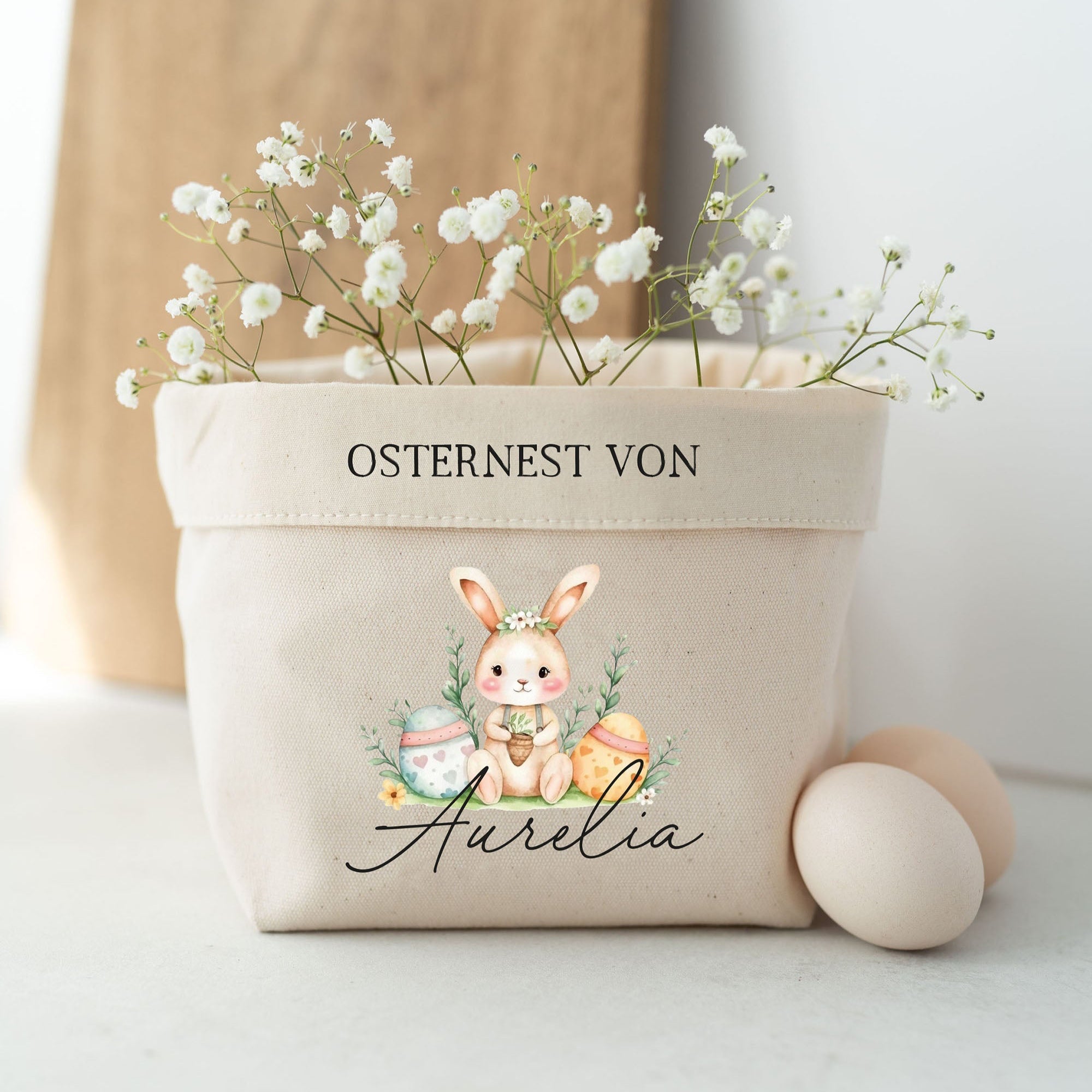 Personalisierter Stoffkorb | Hasenmädchen