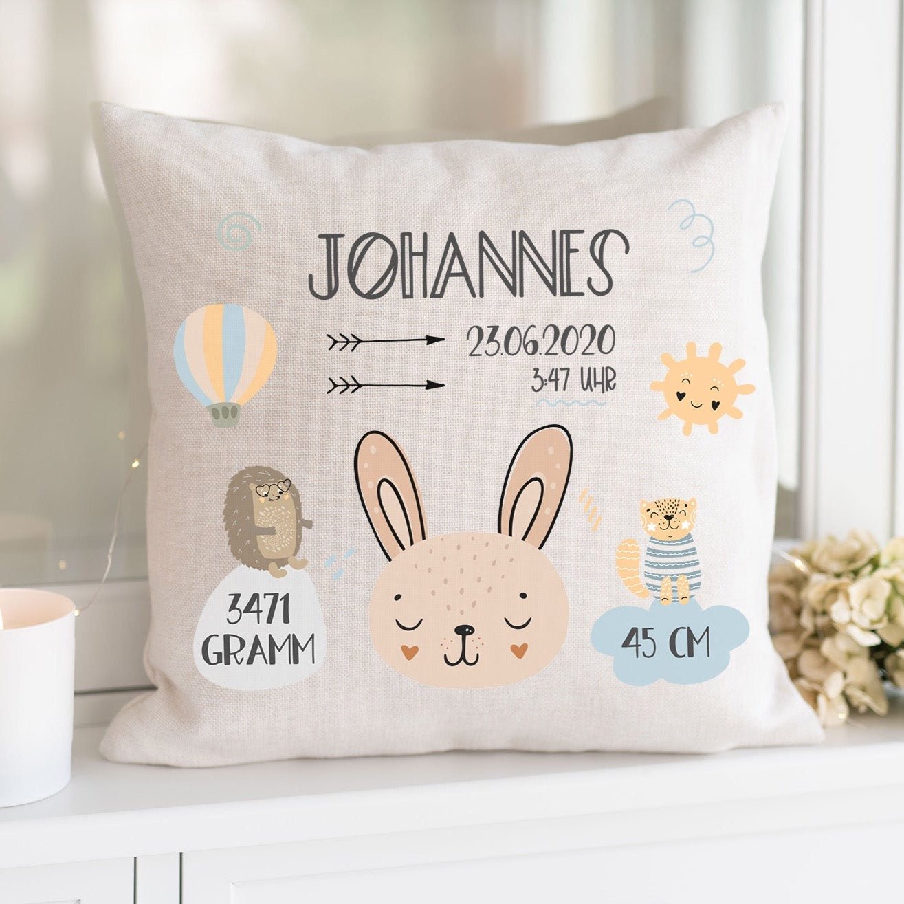 Personalisiertes Kissen | Geburtsdaten Junge