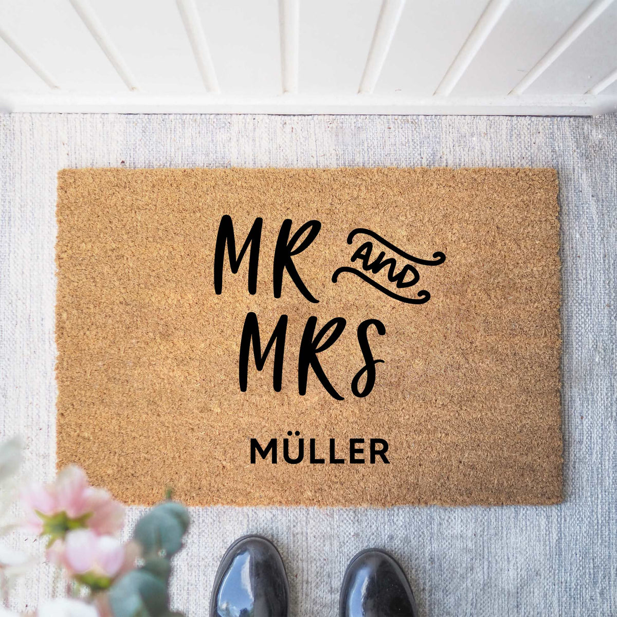 Personalisierte Kokos Fußmatte | Mr & Mrs CAPS