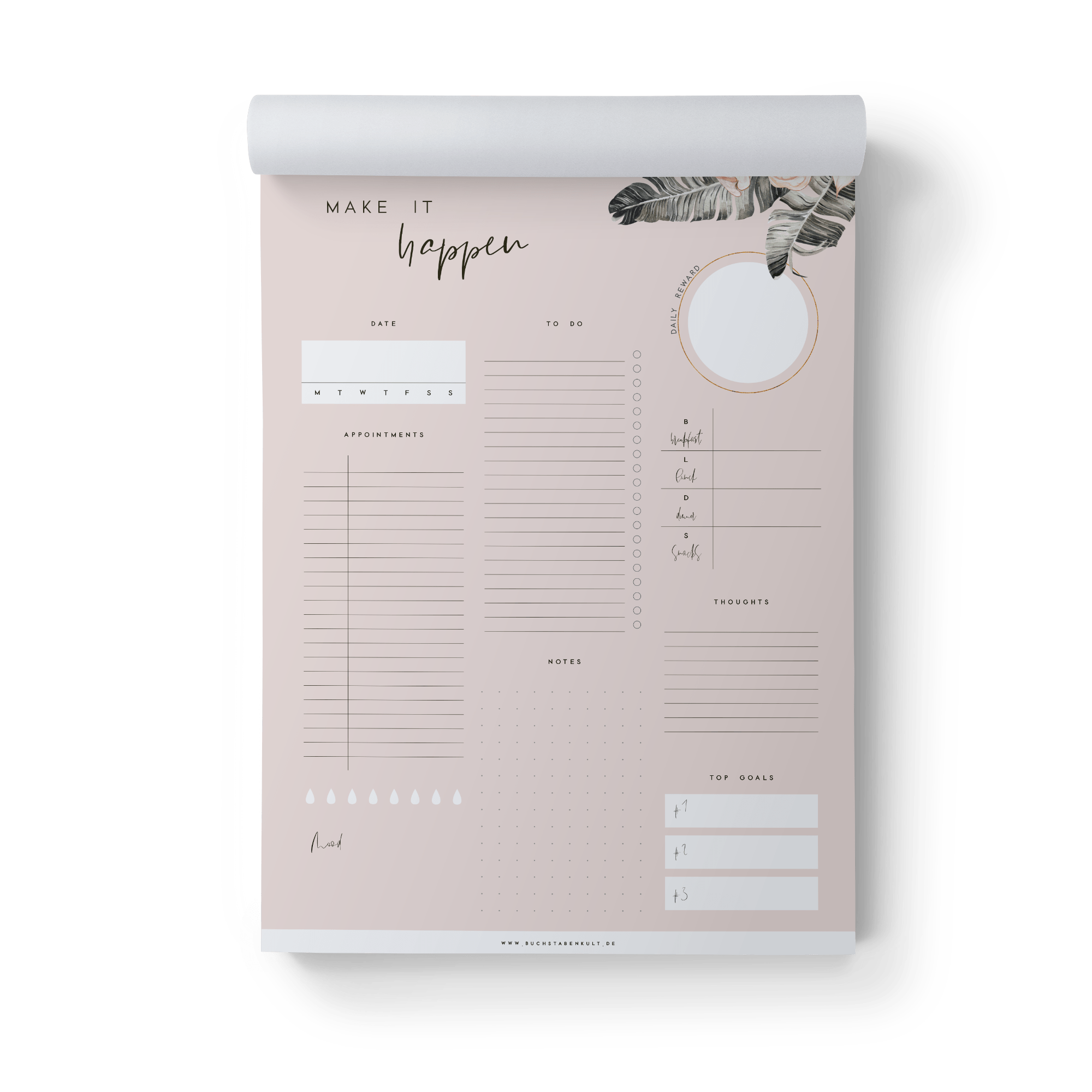 Block A4 | Daily Planner Make it happen