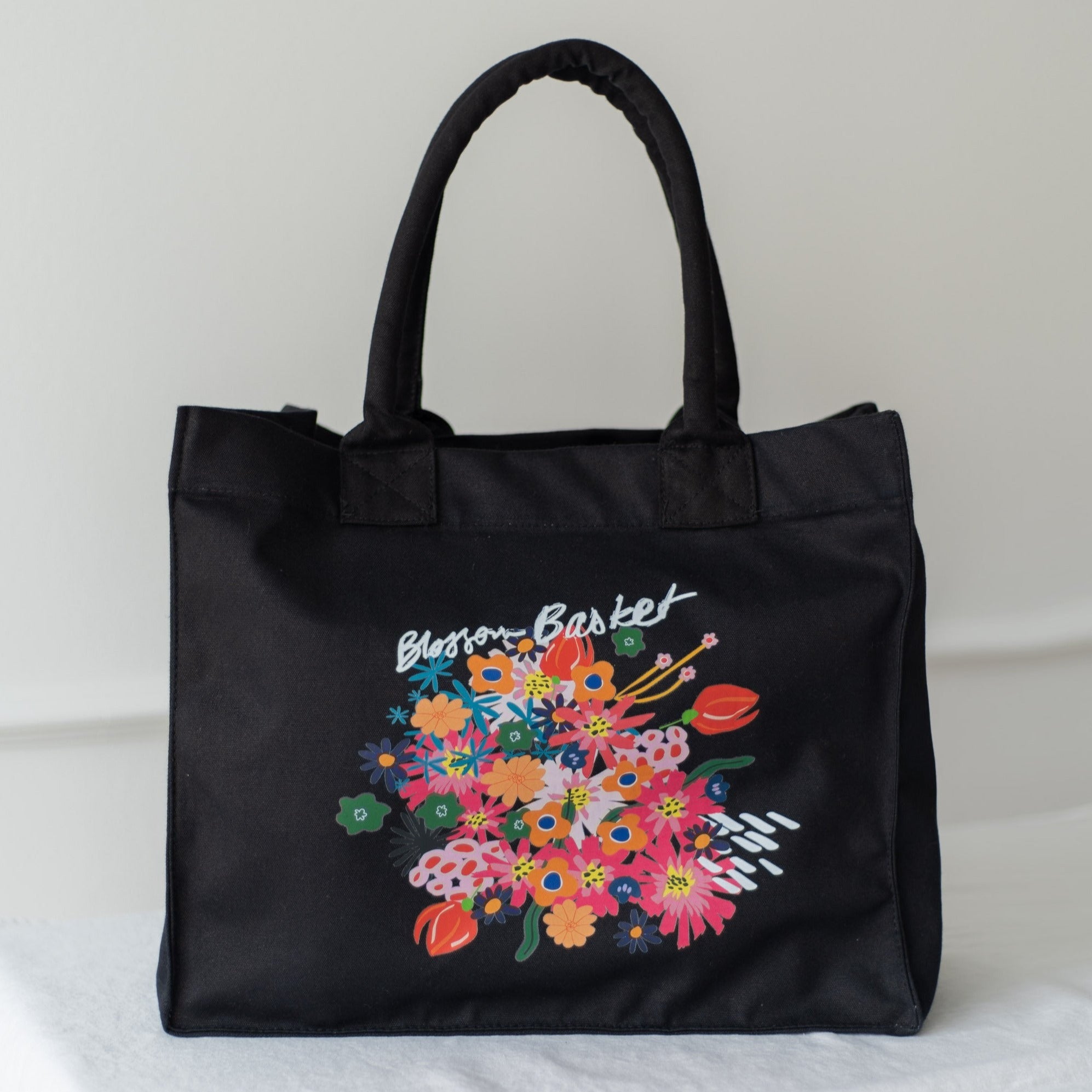 Canvastasche SCHWARZ | Blossom Basket