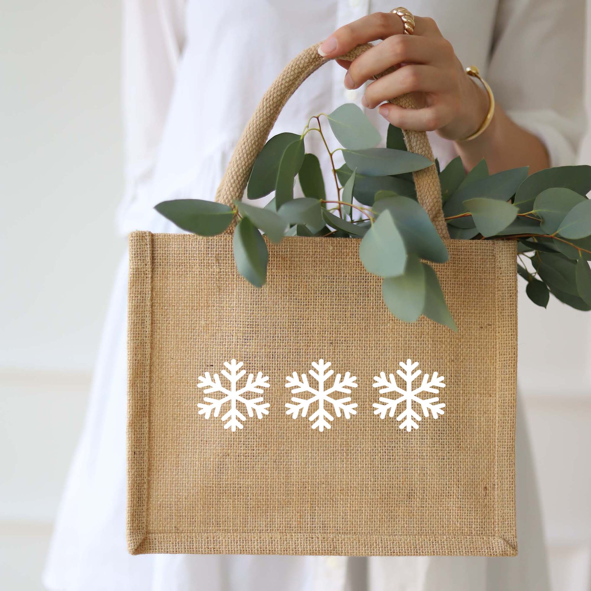 Geschenktasche Natur | Schneeflöckchen