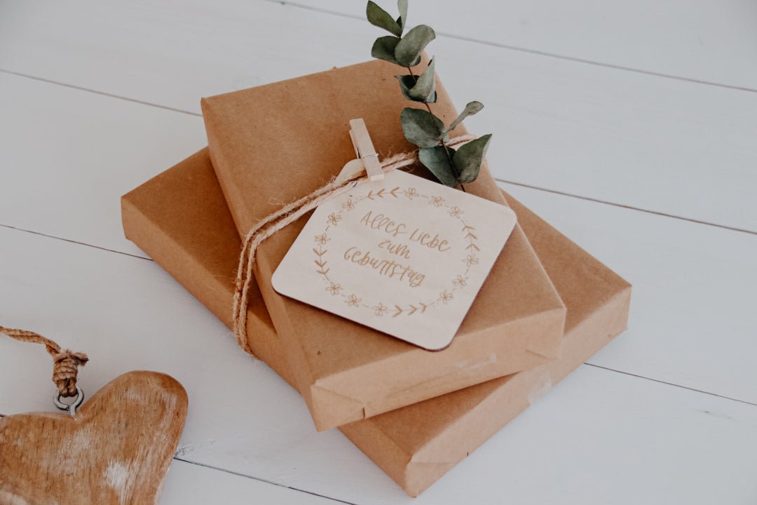 Holzkarte | Blumenkranz Geburtstag