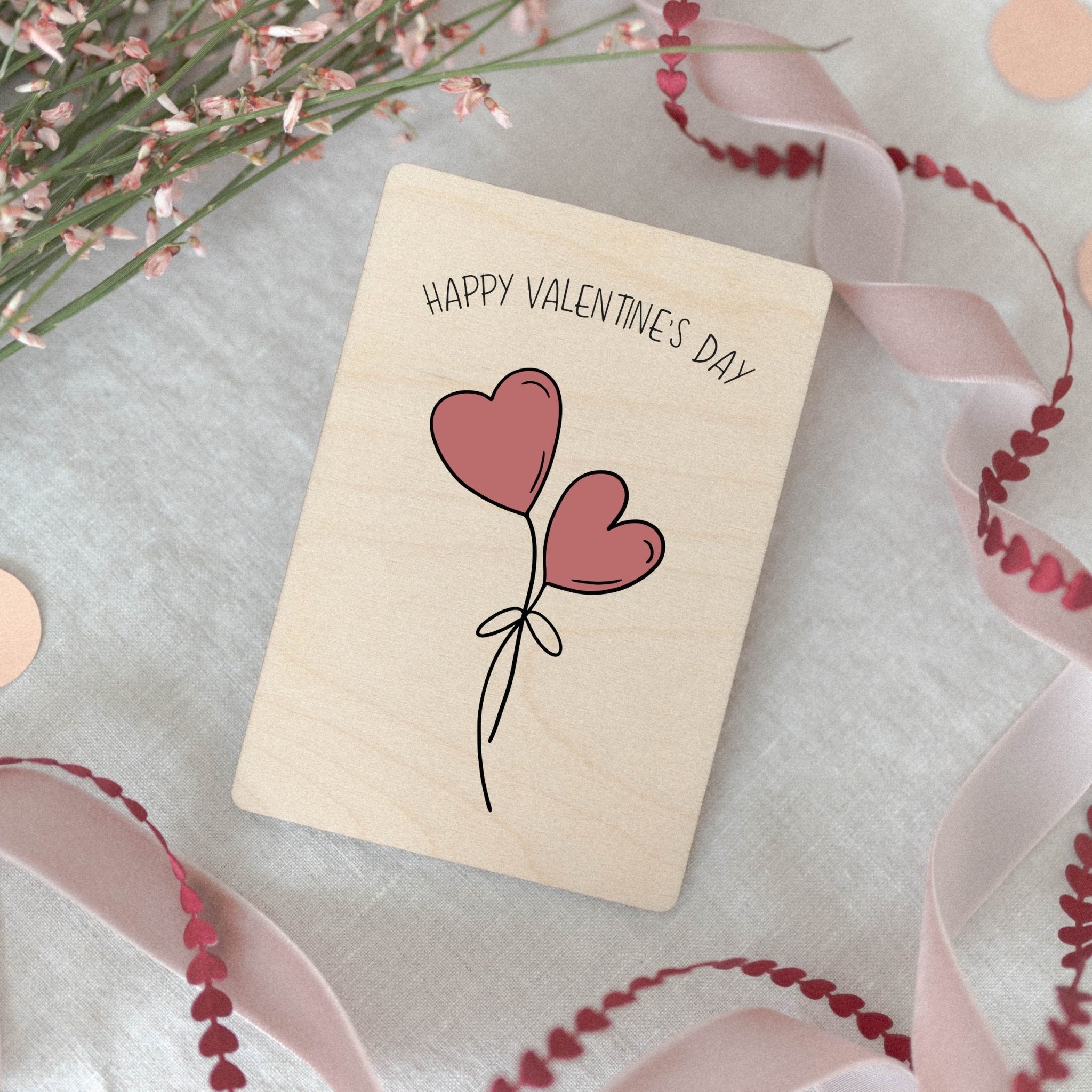 Holzkarte | Herz Luftballon