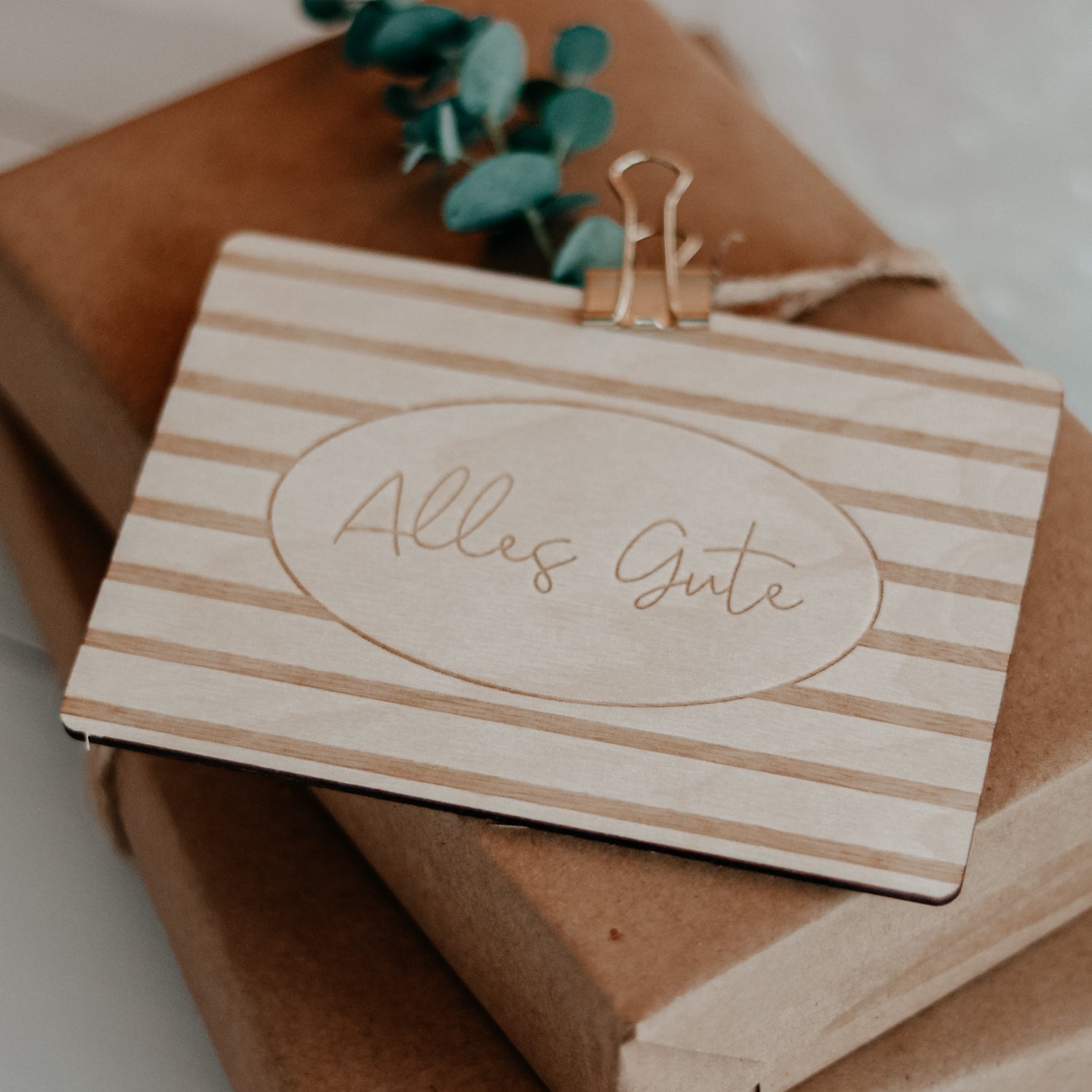 Holzkarte | Streifen Alles Gute