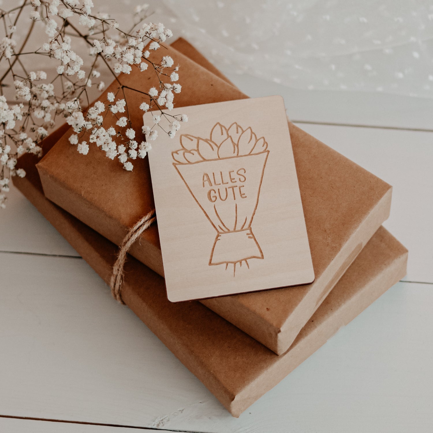 Holzkarte | Tulpen Alles Gute